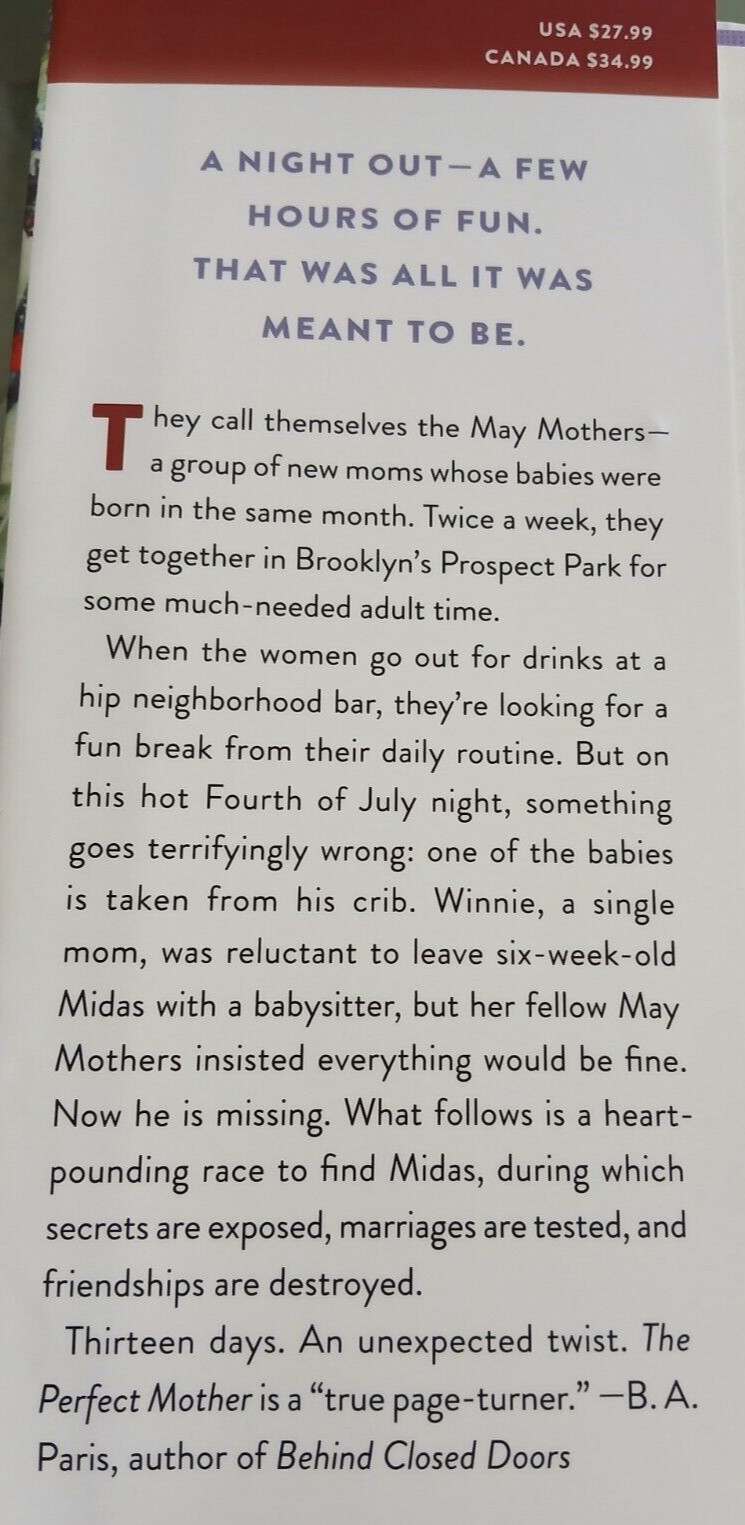 The Perfect Mother By Aimee Molloy Hardcover 317 Pages