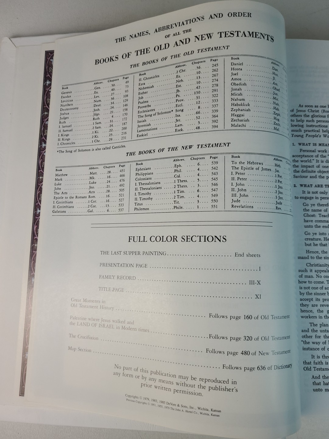 Holy Bible King James Version Family Record Edition 1985 Hardcover