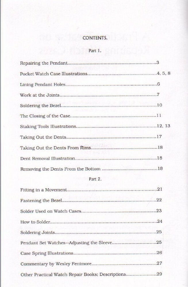Repairing Watch Cases by Schwanatus & Fenimore, New Copy of Popular Reprint