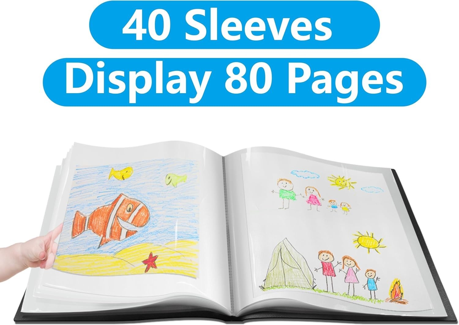 Presentation Book with 40 Clear Sleeves for Artwork and Reports 8.5×11.5in