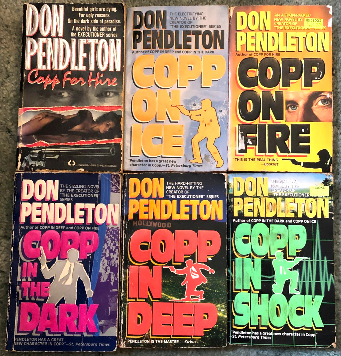Don Pendleton, lot of 6 Copp novels, Copp for Hire, Copp on Ice, Copp on Fire