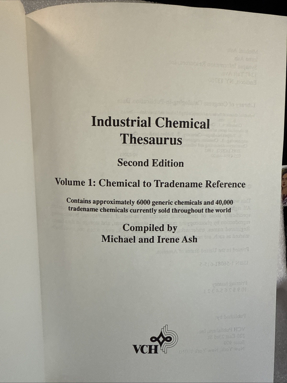 Industrial Chemical Thesaurus 2nd Edition By Ash, Michael & Irene Ash Vol 1-2.