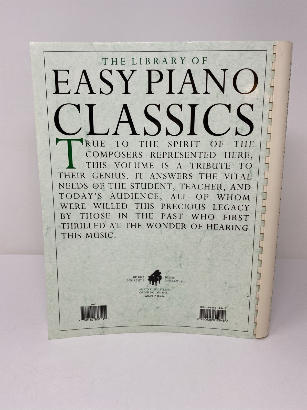 Library of Easy Piano Classics by Amsco – Plastic Comb Binding – Clean Pages