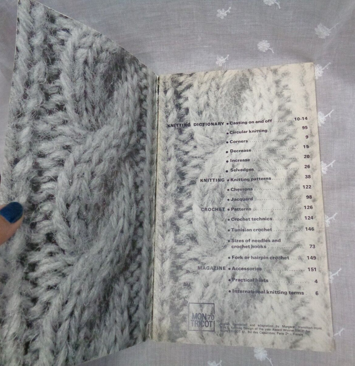 KNITTING DICTIONARY ~ 800 Stitches Patterns ~ 1963 Mon Tricot PB ~ 152 pages
