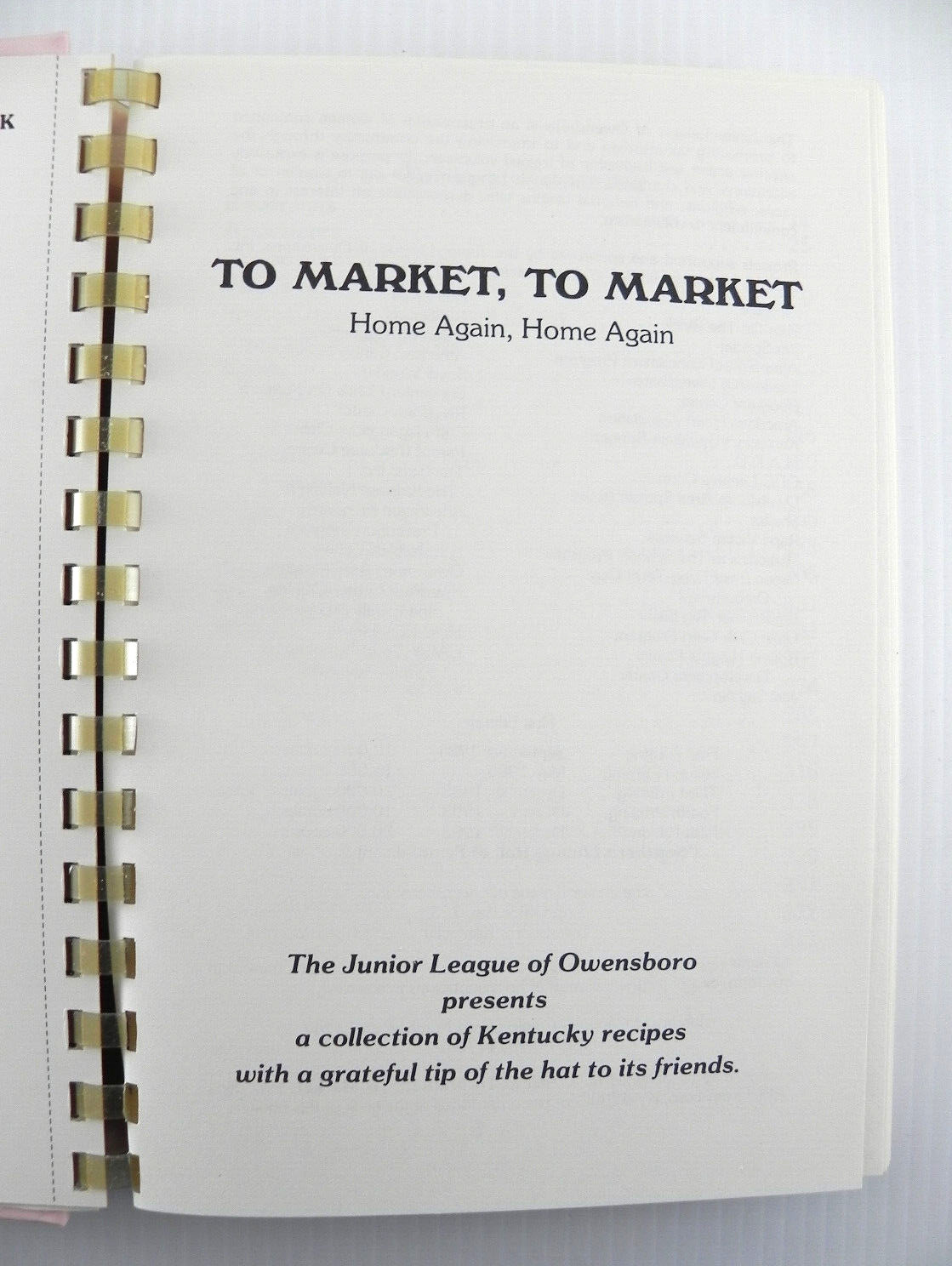 To Market To Market Cookbook Junior League of Owensboro, KY 1984 1993 344 pages