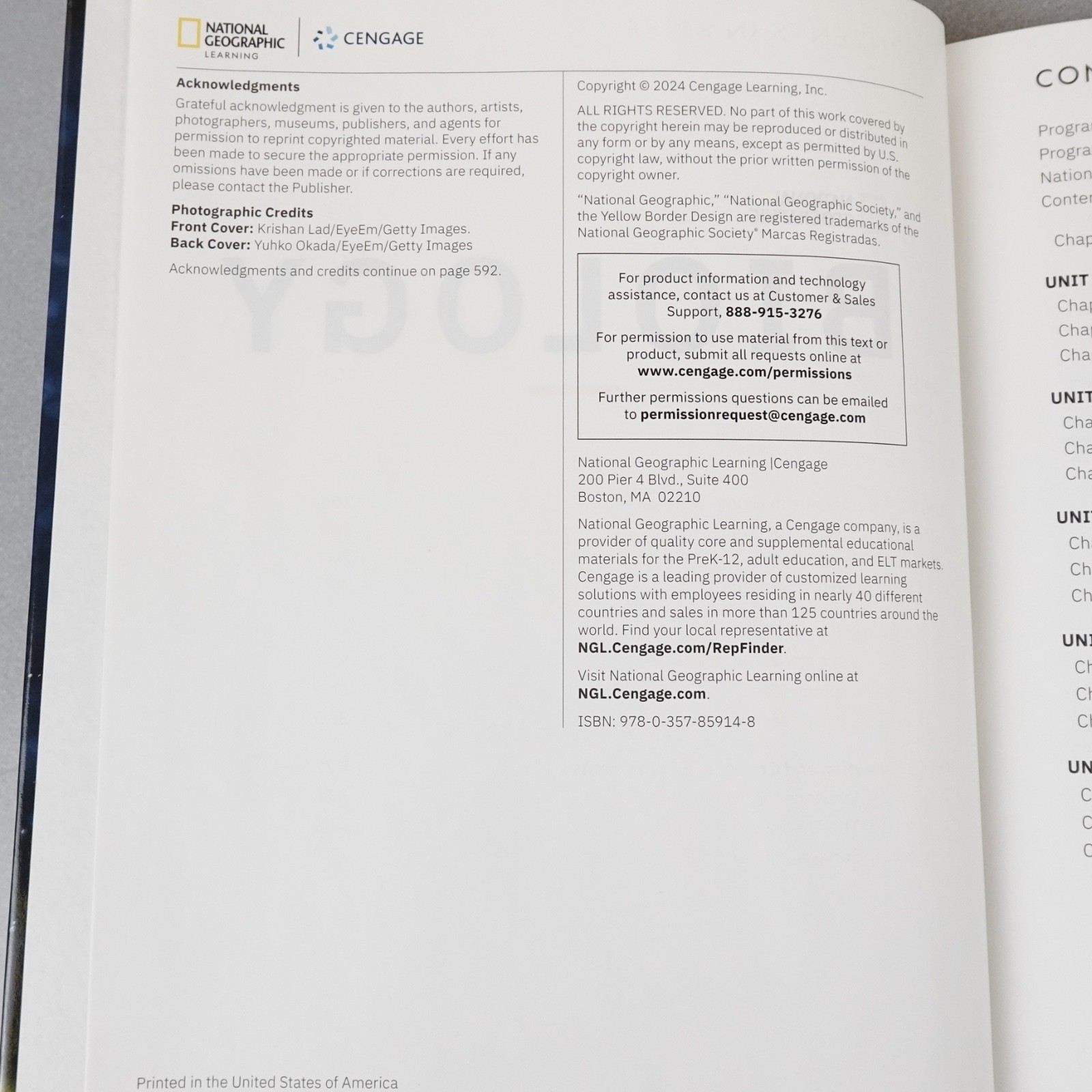 National Geographic Biology Student Edition Cengage 2024 Hardcover