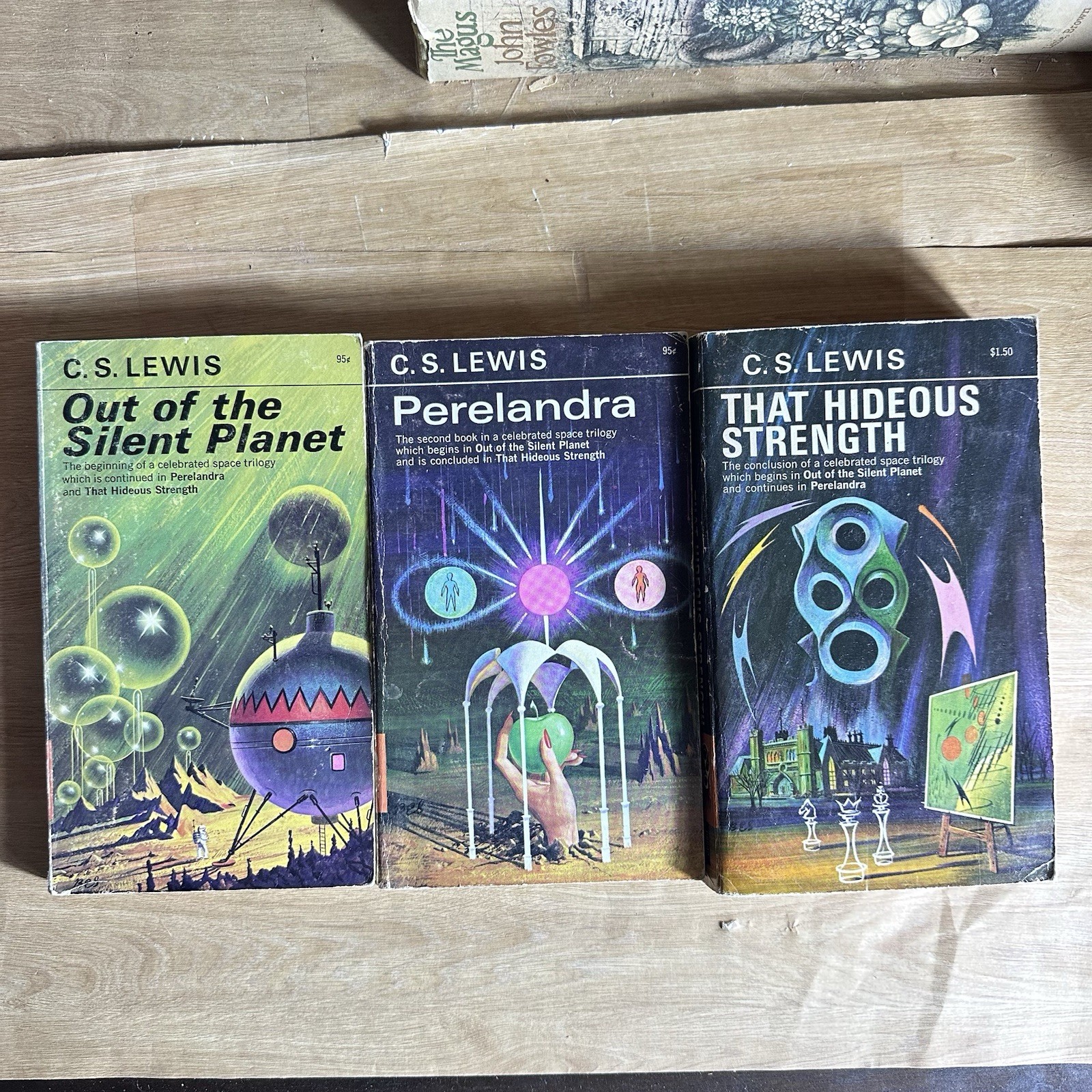 Space Trilogy C.S. Lewis Vintage Paperback Book Complete Set Sci-Fi Macmillan