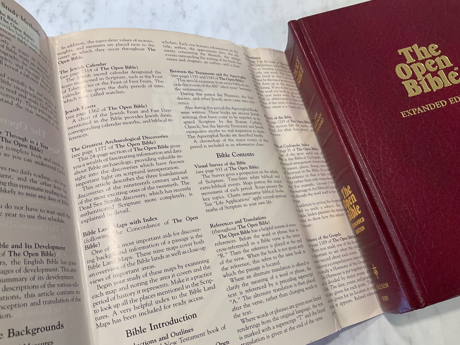 Bible NASB Open Bible 1985 Expanded Edition Red Letter Burgundy Hardcover