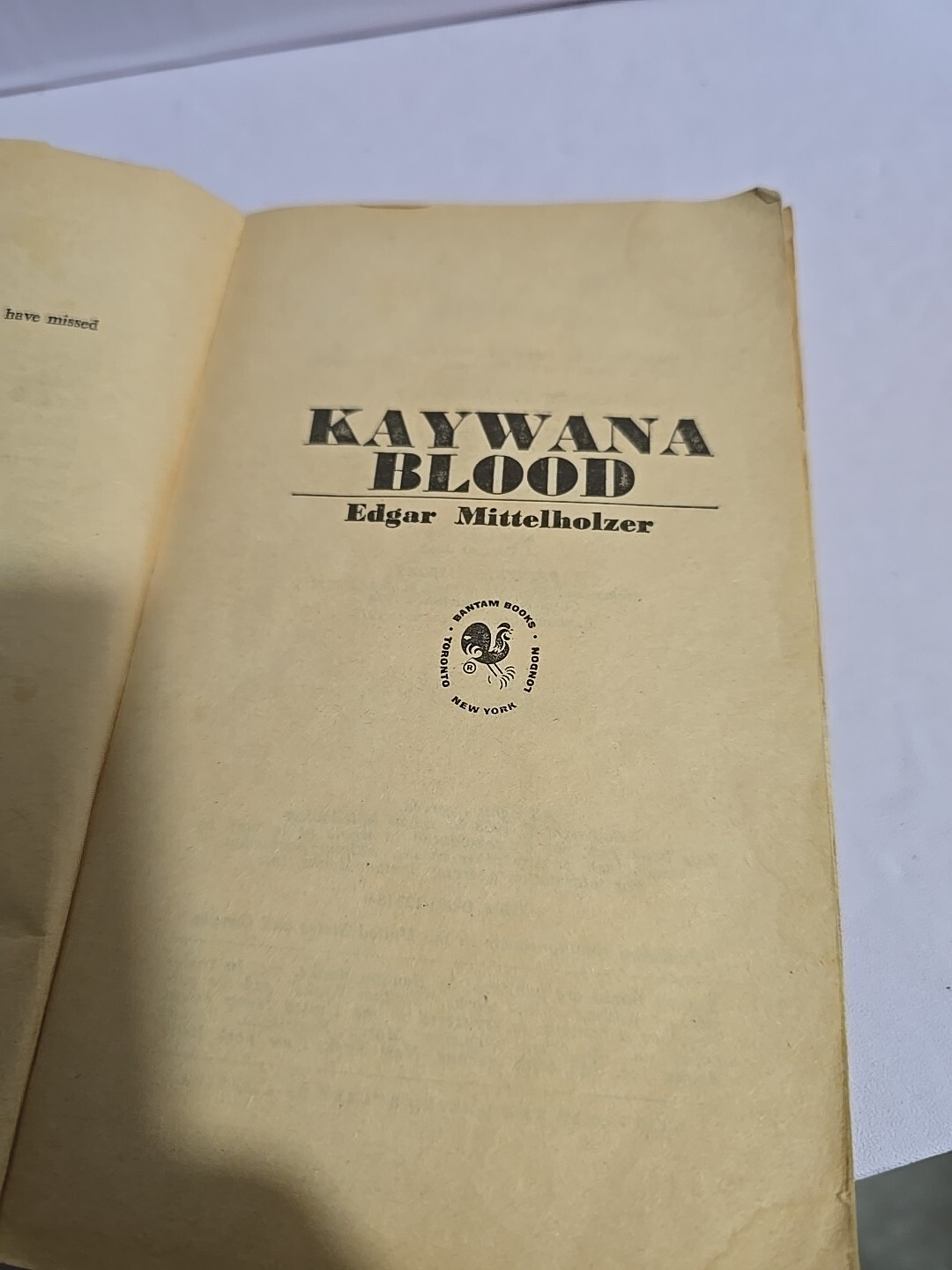 Kaywana Blood by Edgar Mittelholzer 1978 Paperback First Bantam Edition print