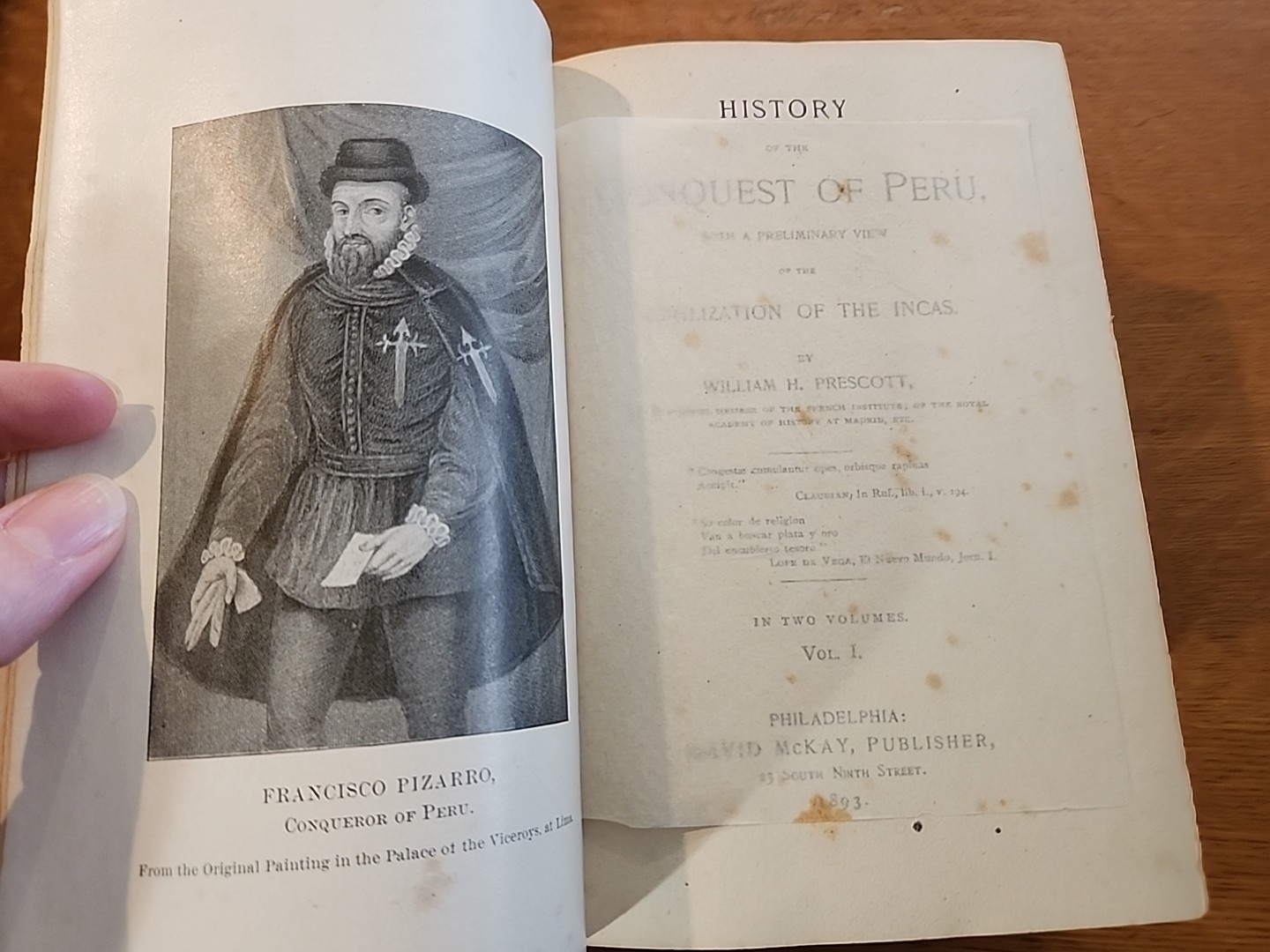 Conquest of Peru by W. H. Prescott Complete in 2 Vol Set HC McKay 1893