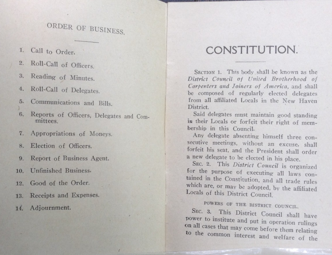 Vintage Constitution And Laws Of United Brotherhood Of Carpenters And Joiners