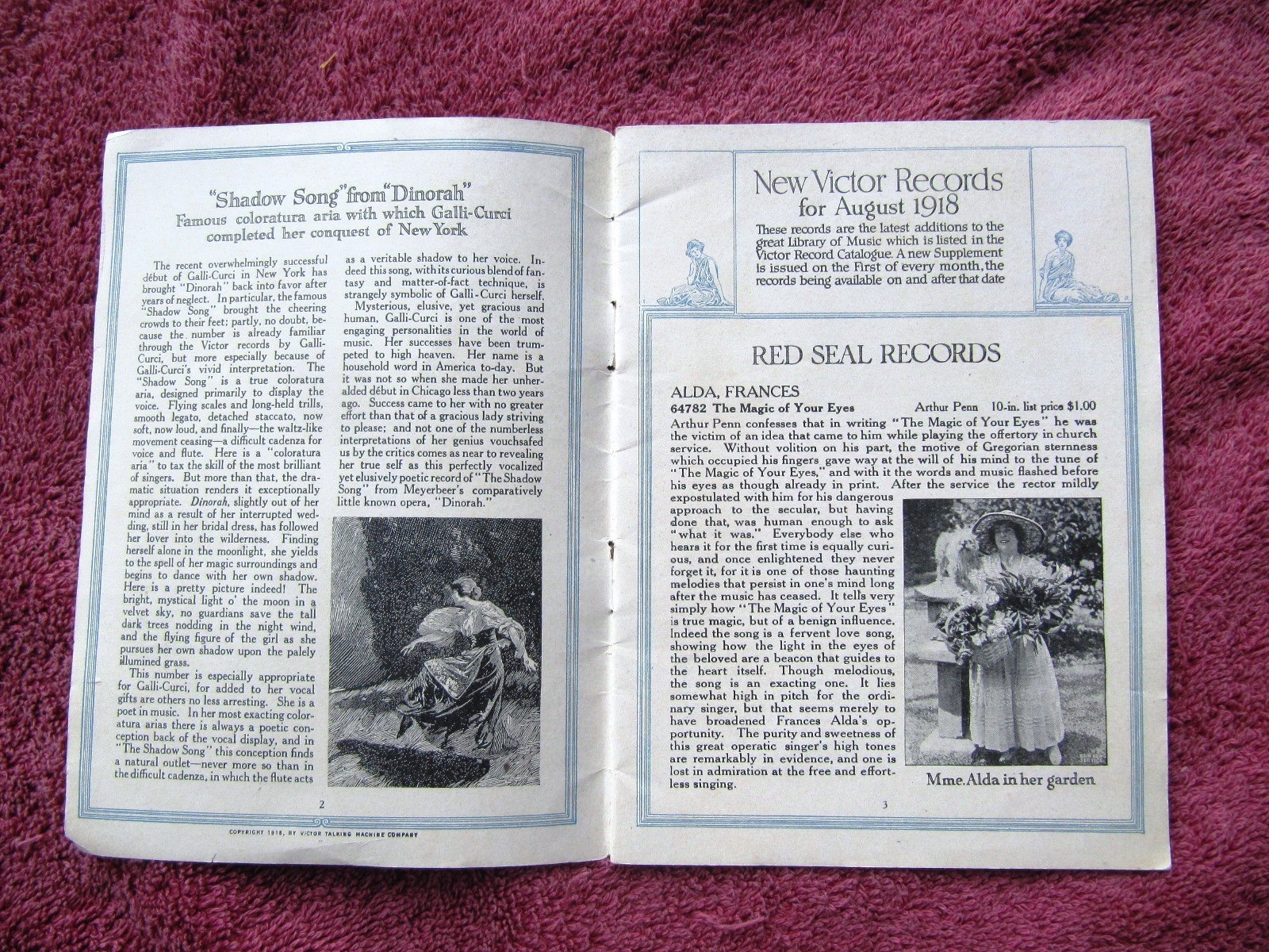 New VICTOR RECORDS Aug 1918 VICTOR HERBERT Amercian Fantasie Victrola CATALOG