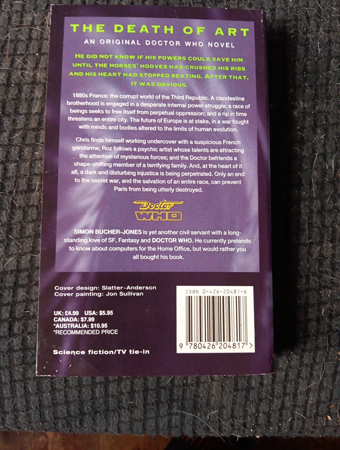 Doctor Who The Death Of Art by Simon Bucher-Jones The New Adventures Virgin Pub
