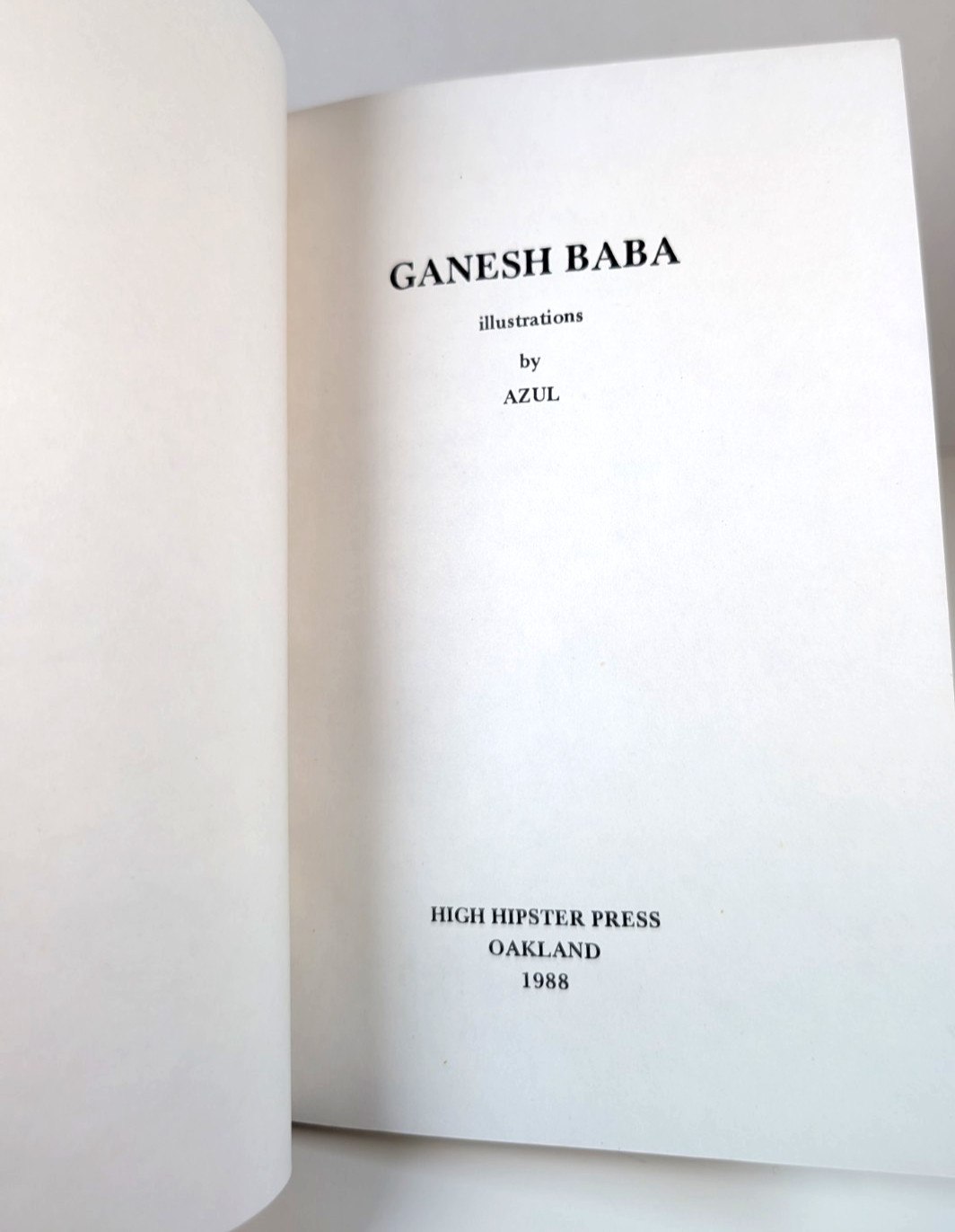 Vintage 1988 Ganesh Baba Book – High Hipster Press – Illustrated by Azul