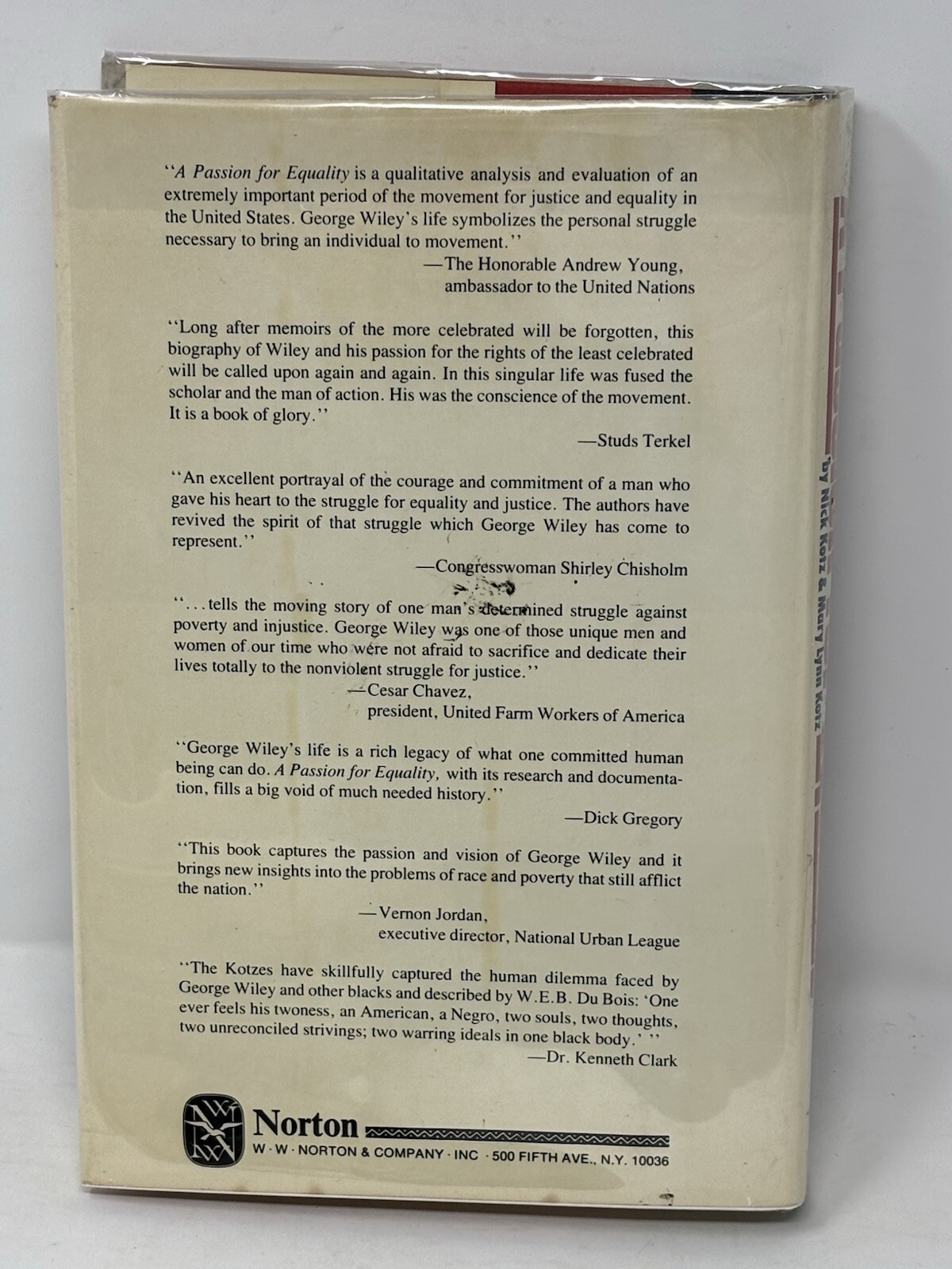 A Passion for Equality : George Wiley & the Movement by Nick & Mary Kotz SIGNED