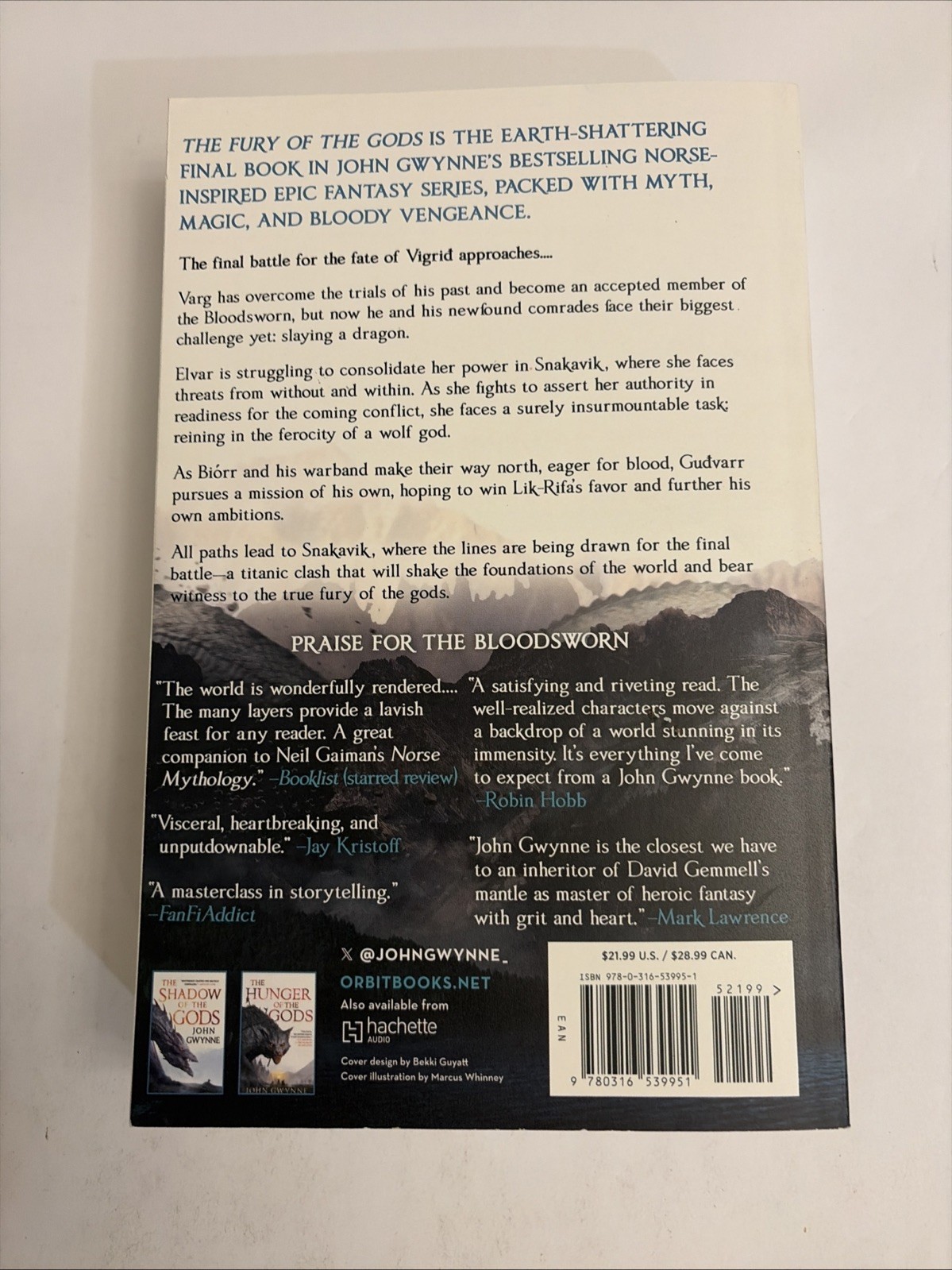 The Bloodsworn Trilogy Shadow/Hunger/Fury of the Gods, Paperback, John Gwynne