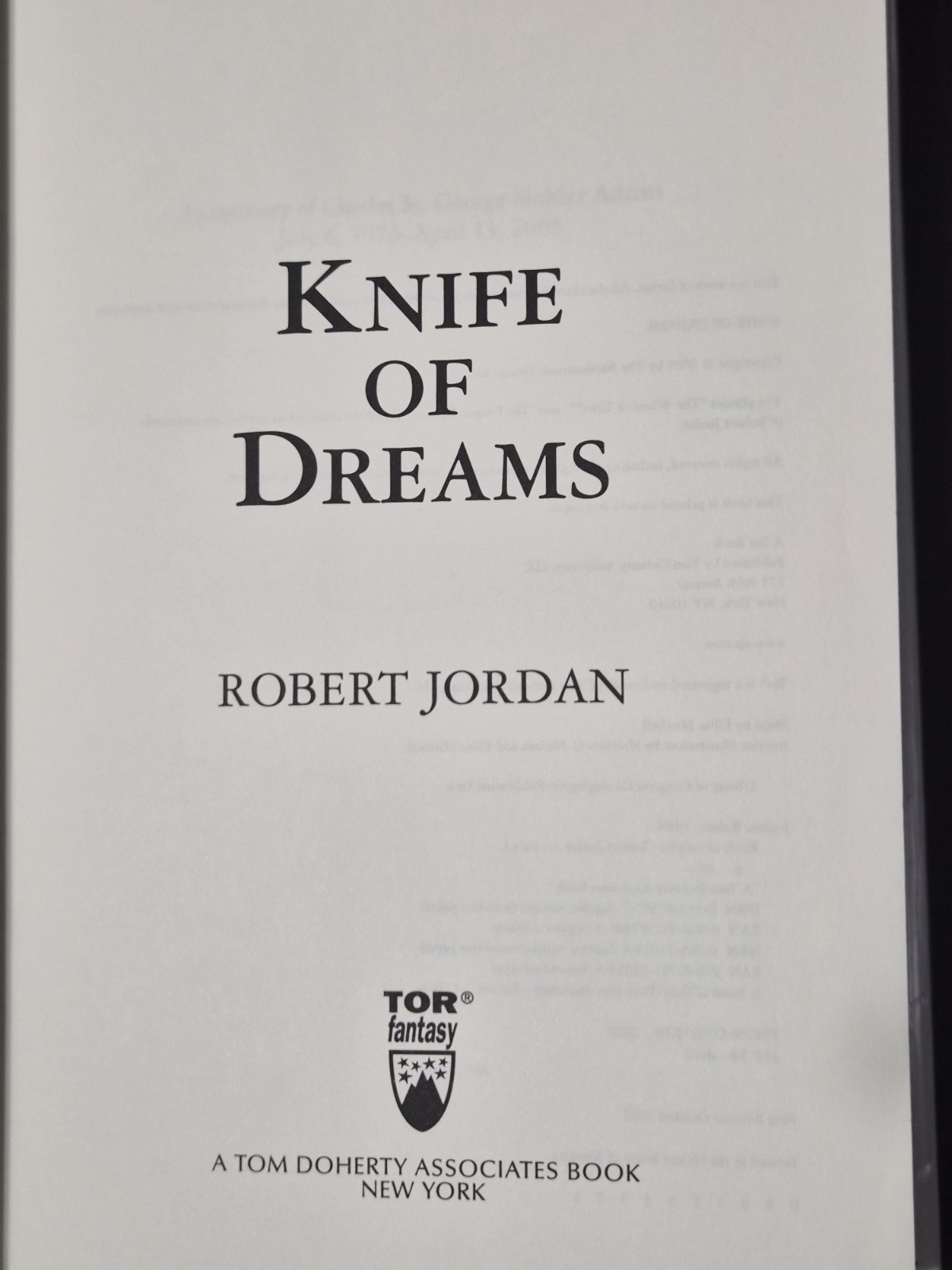 Robert Jordan Wheel Of Time Winter Crossroads Knife 1st 1st 2000-05 VG HCDDJ LN