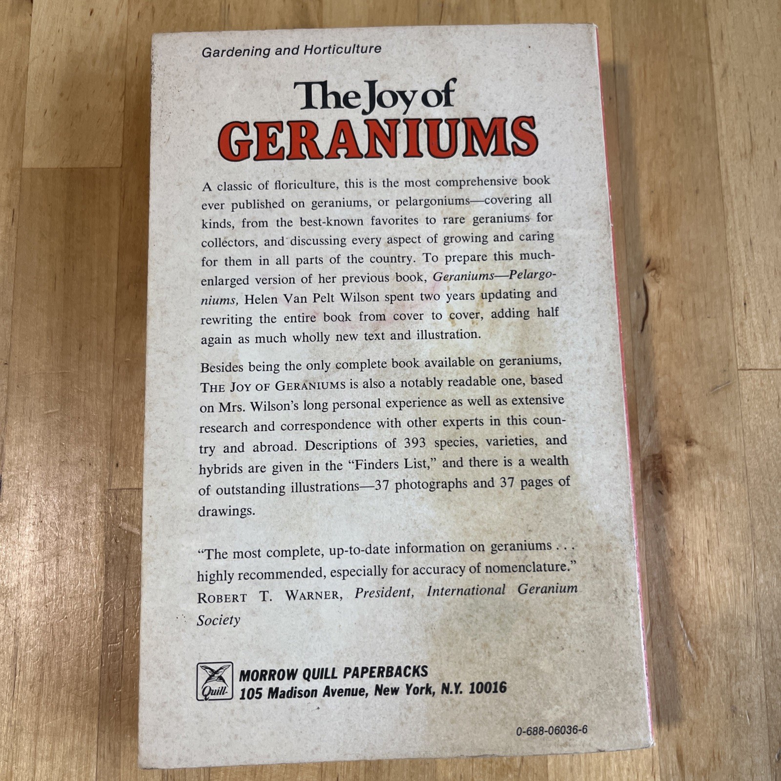 The Joy Of Geraniums FIRST PRINTING Helen Van Pelt Wilson, Gardening, Quill PB
