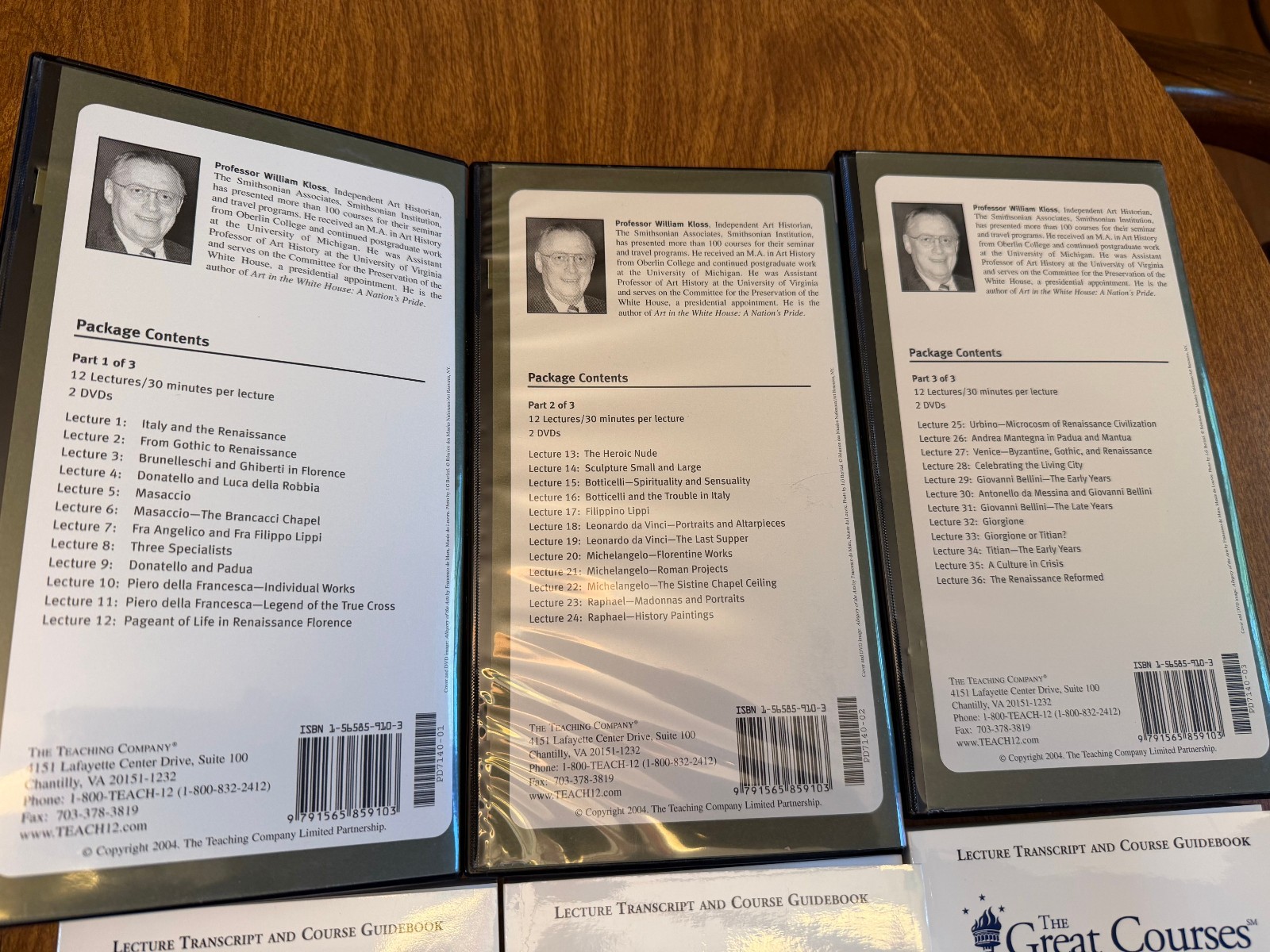 Great Courses: Great Artists of the Italian Renaissance 3 books & 6 DVDs w/books