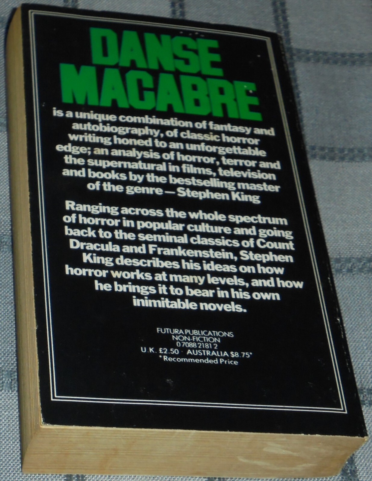STEPHEN KING DANSE MACABRE BOOK 1982 RARE 480 PAGES