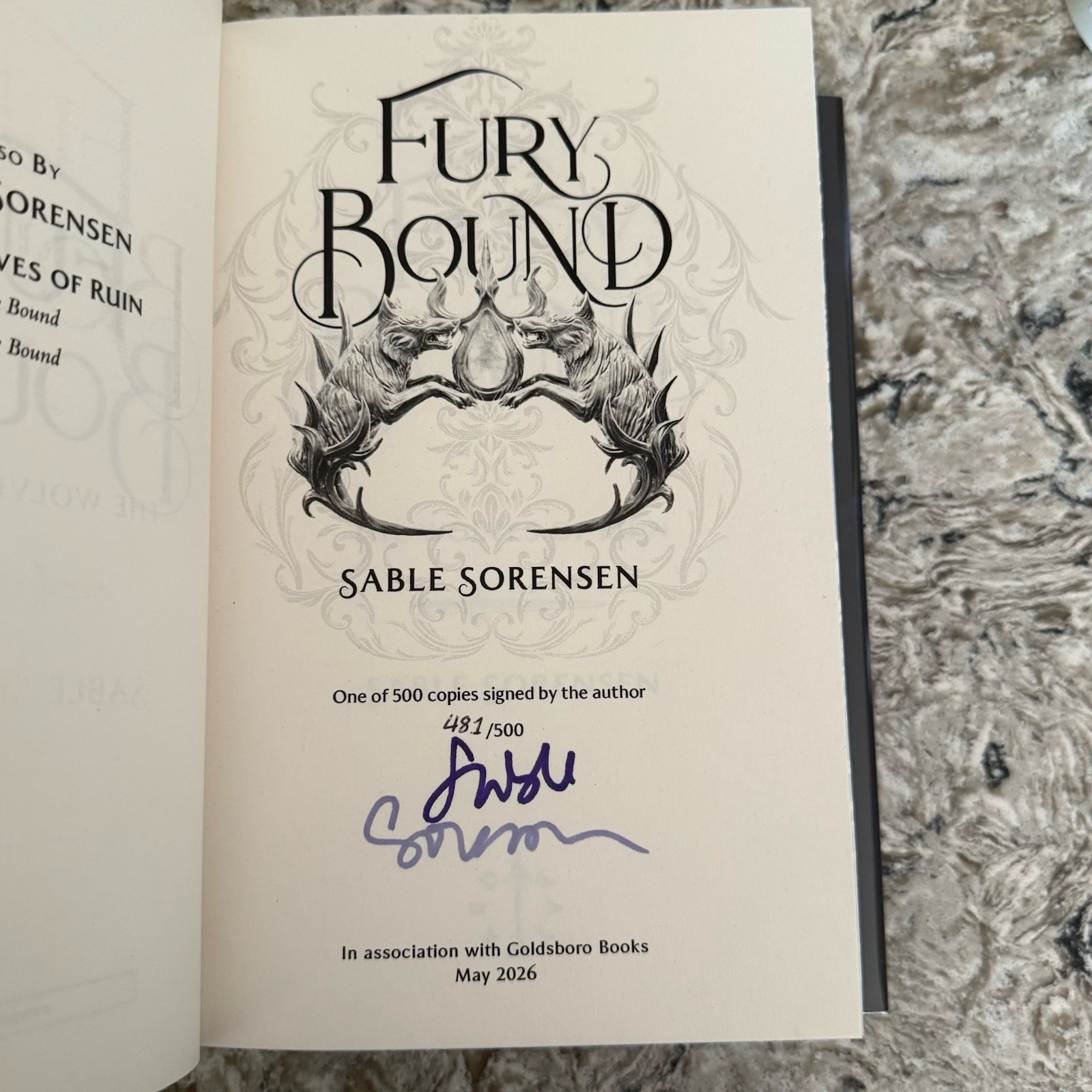 Fury Bound Sable Sorensen SIGNED NUMBERED Goldsboro Exclusive Edition