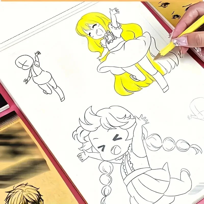 Anime Character Line Art Drawing Book for Beginners – 48 Pages of Simple Hand-Dr