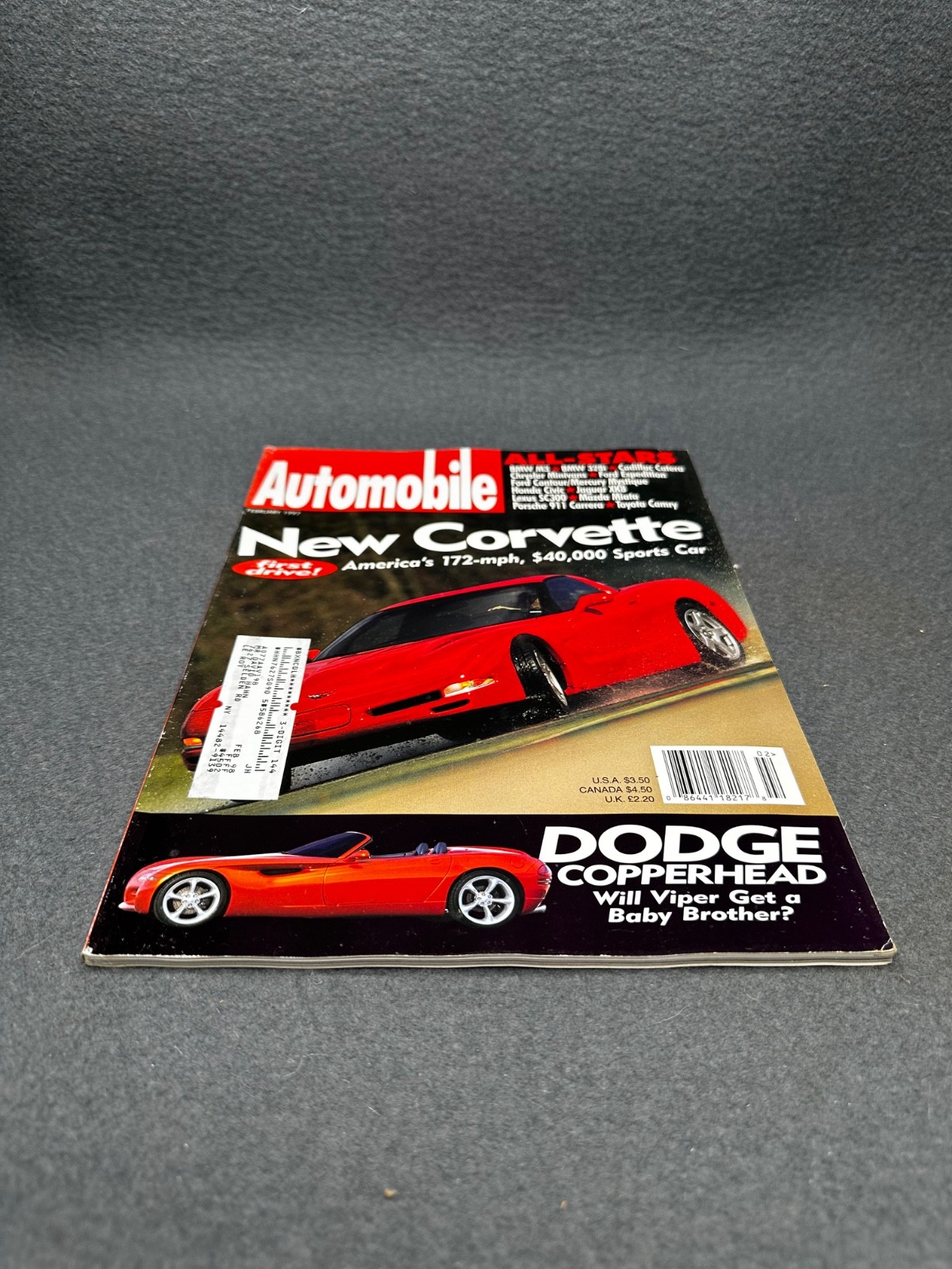 Automobile Magazine February 1997 Corvette BMW M3 328i Honda Civic Mazda Miata