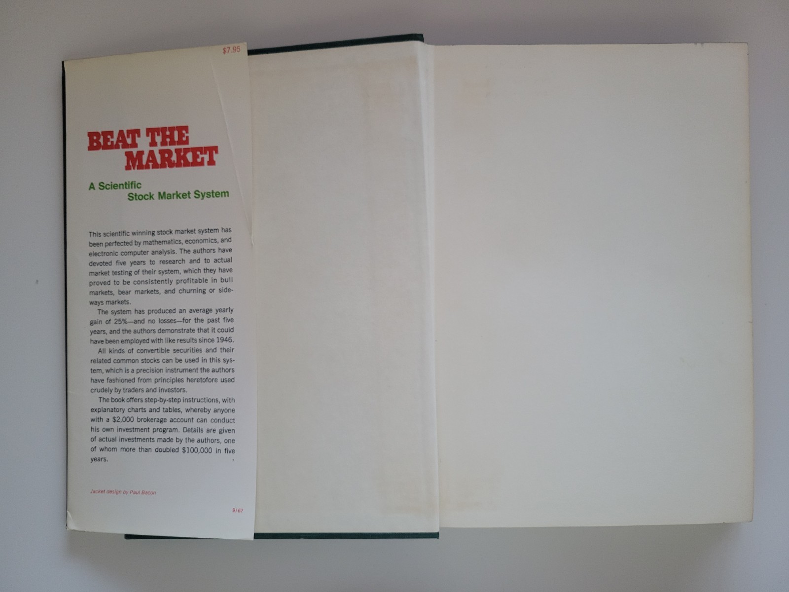 1967 BEAT THE MARKET HARDCOVER SCIENTIFIC STOCK MARKET SYSTEM EDWARD O. THORP HC