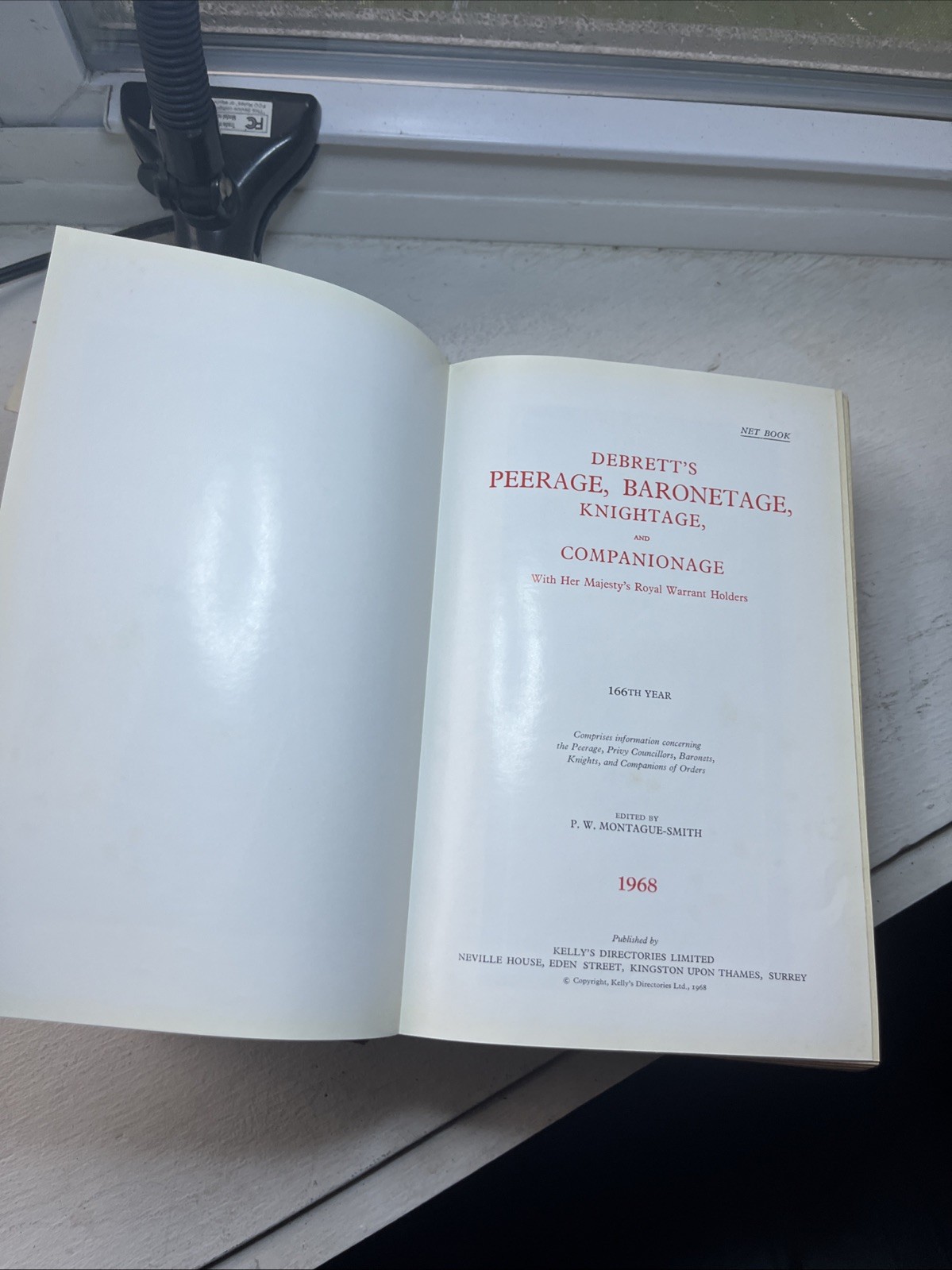 Debrett’s Peerage Baronage Knightage Companionage Hardcover Book 1968 SCHWEPPES