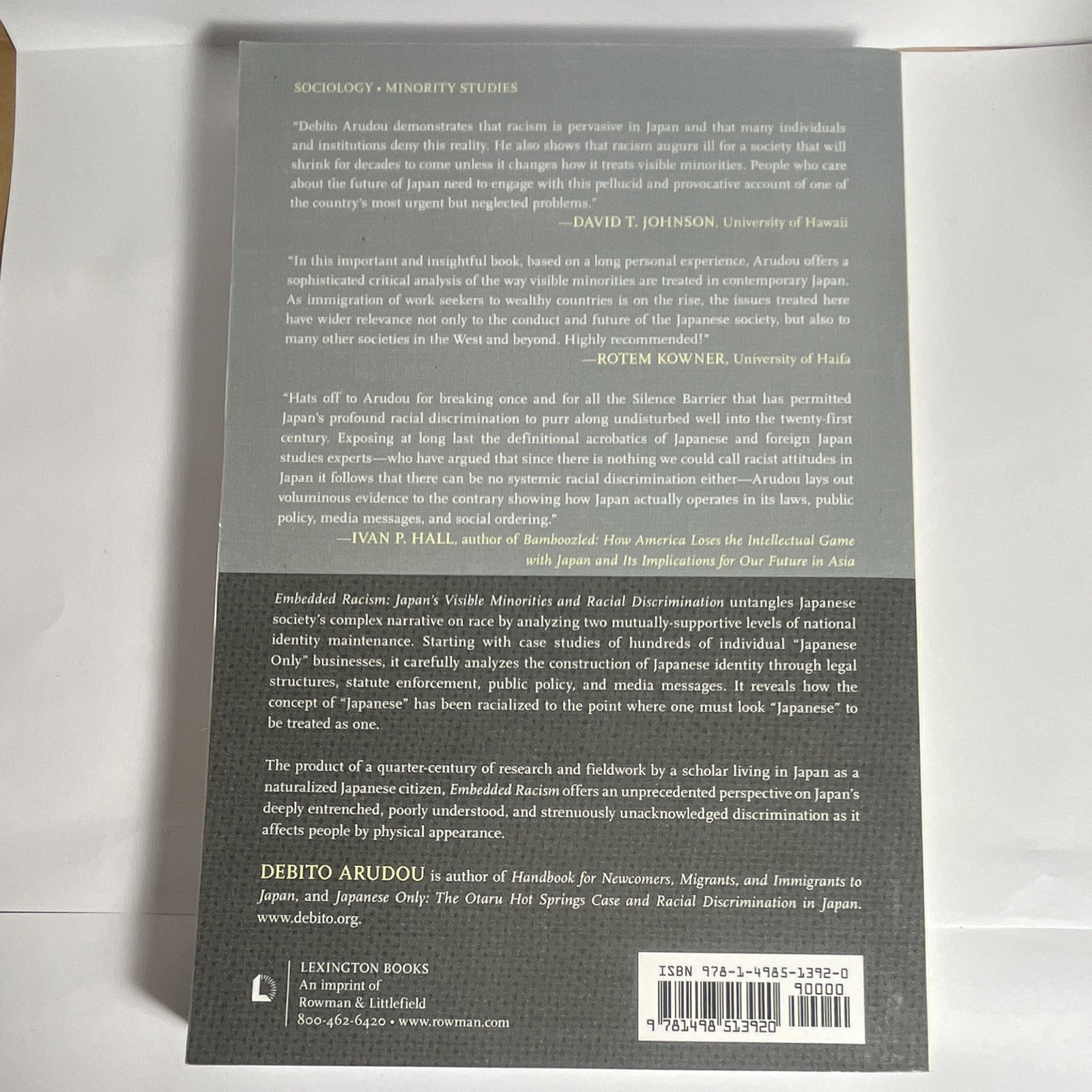 Embedded Racism Debito Arudou Japan’s Visible Minorities 1st Edition Book