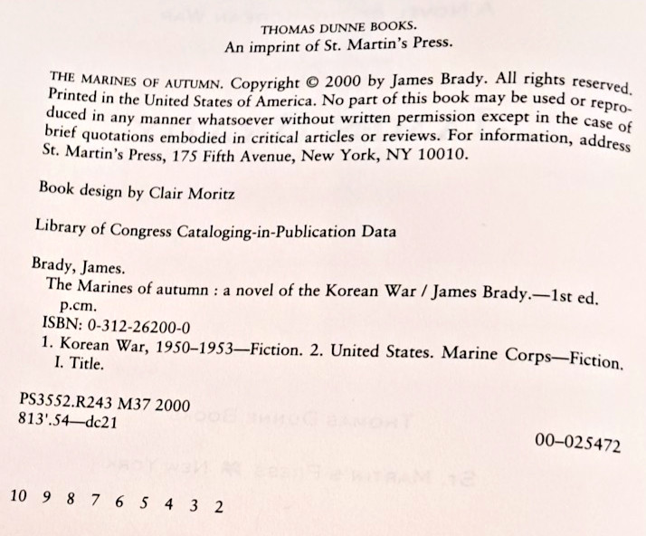 ‚SIGNED‘ The Marines Of Autumn by James Brady (2000) 2nd Printing B2