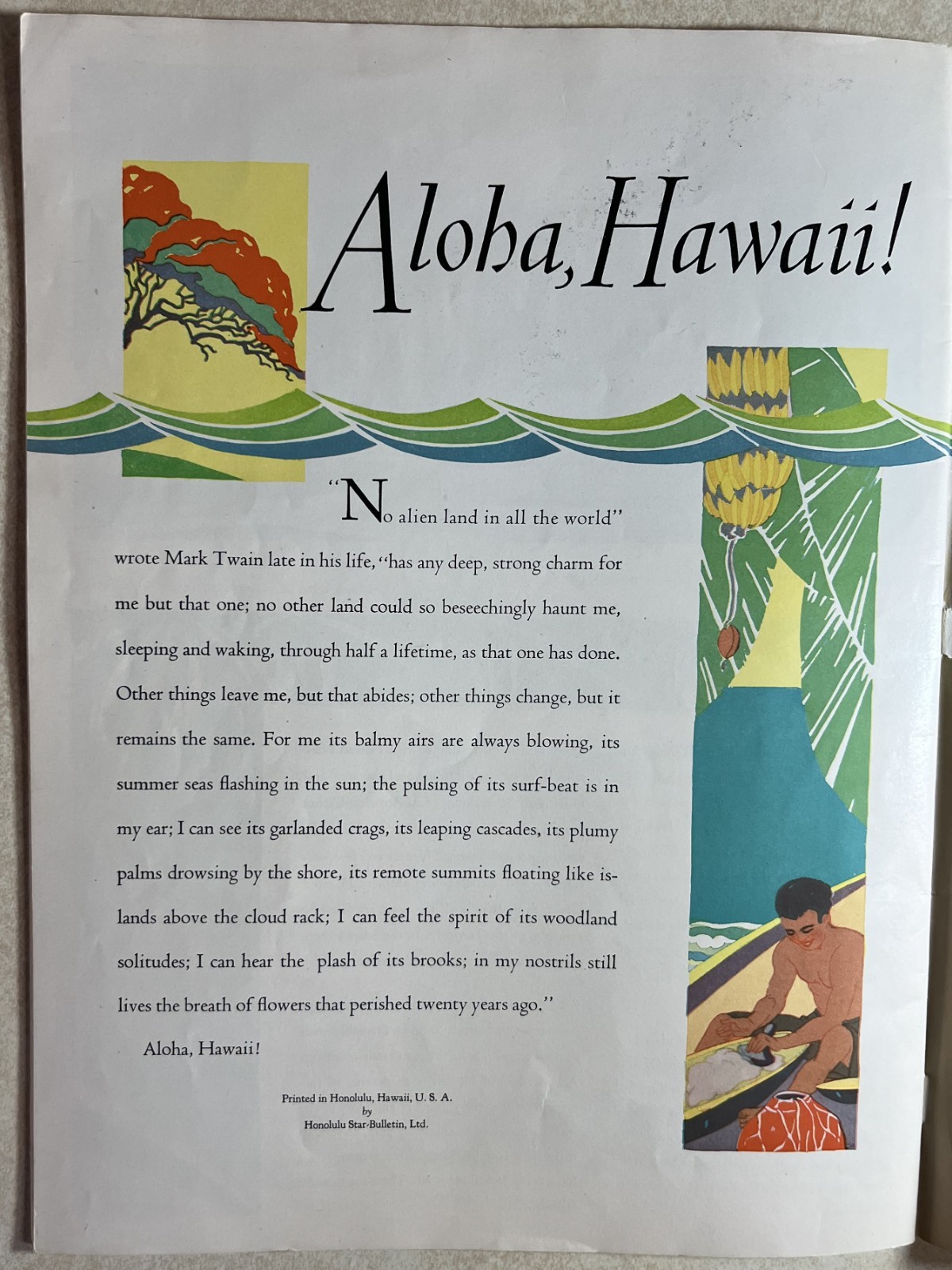 1935 The Story of Hawaii Paperback by Hawaii Tourism-Color Pictoral Maps