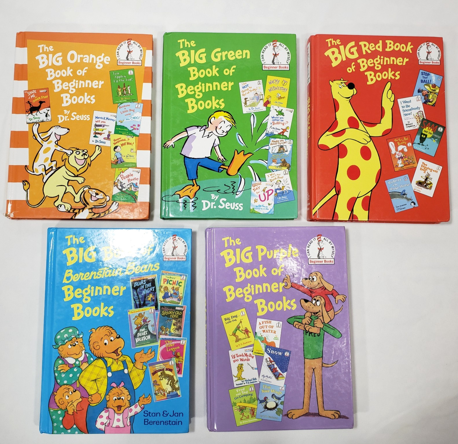 Dr Seuss Big Beginner Books Lot Of 5 Treasuries Berenstain Bears Purple Green