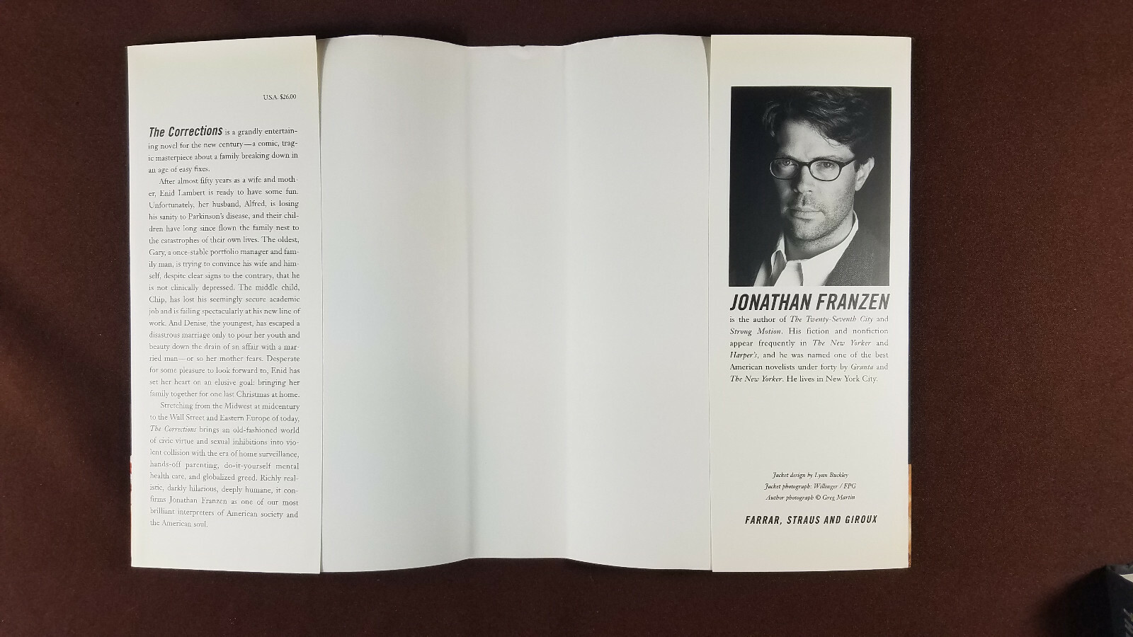 The Corrections by Jonathan Franzen Farrar Straus Giroux 2001 1st Edition