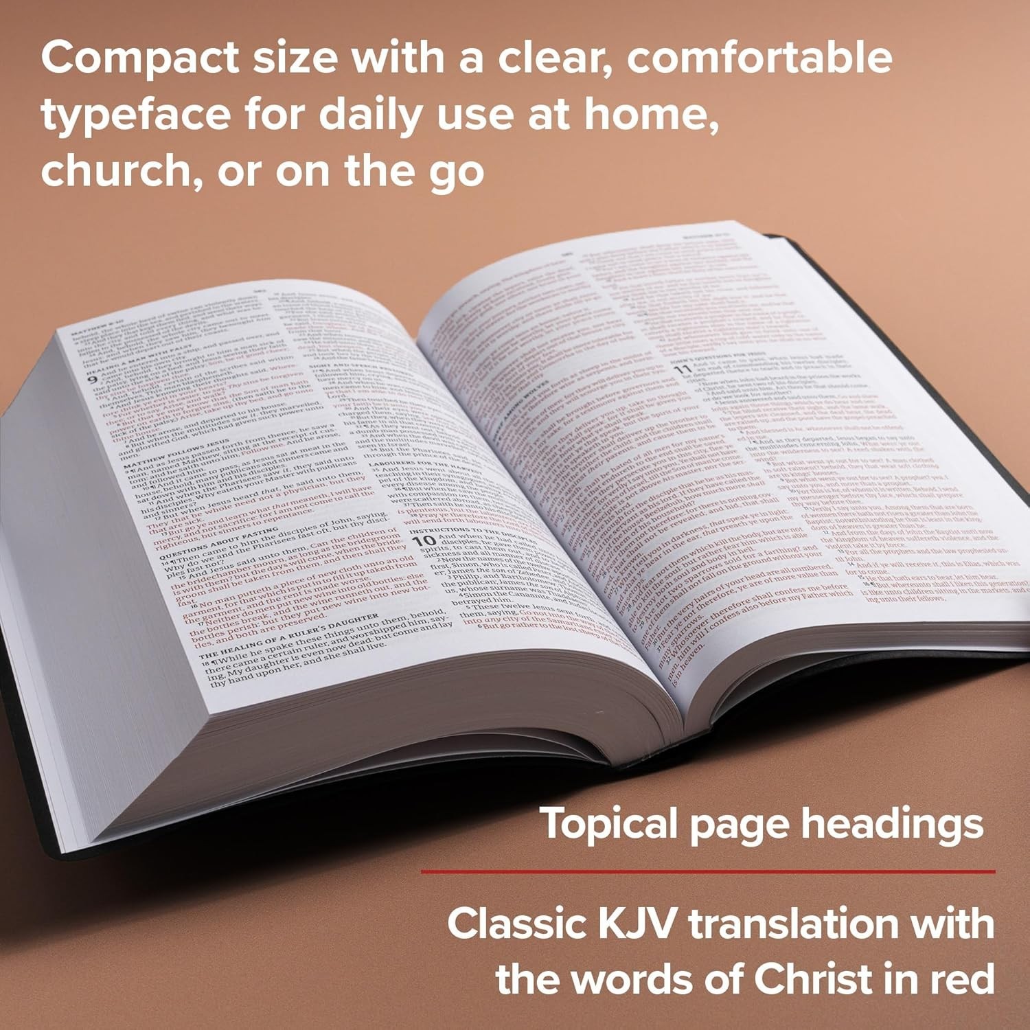 KJV Bible Black Imitation Leather, KJV Holy Bible, Red Letter Easy-To-Read Bible