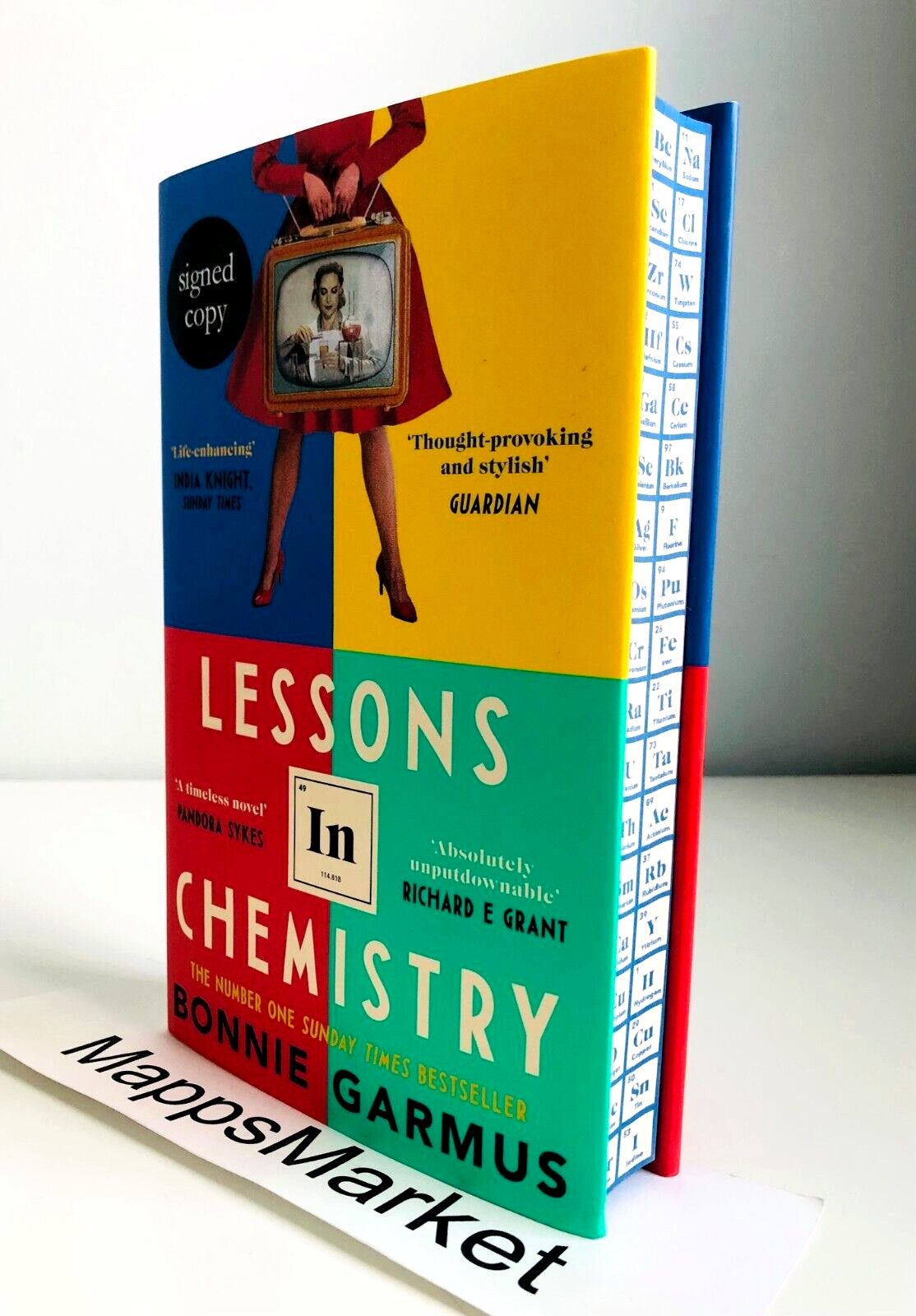 SIGNED Lessons in Chemistry by Bonnie Garmus WATERSTONES HC 1/2 ~STENCILED EDGE