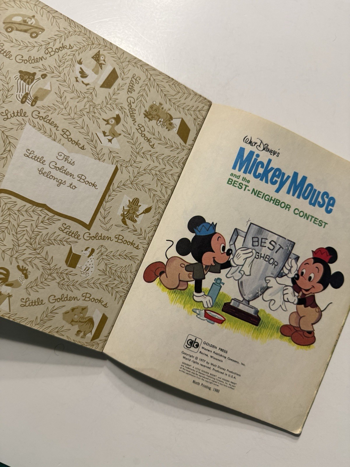 Walt Disney Mickey Mouse Best-Neighbor Contest Little Golden Book 1980 VTG