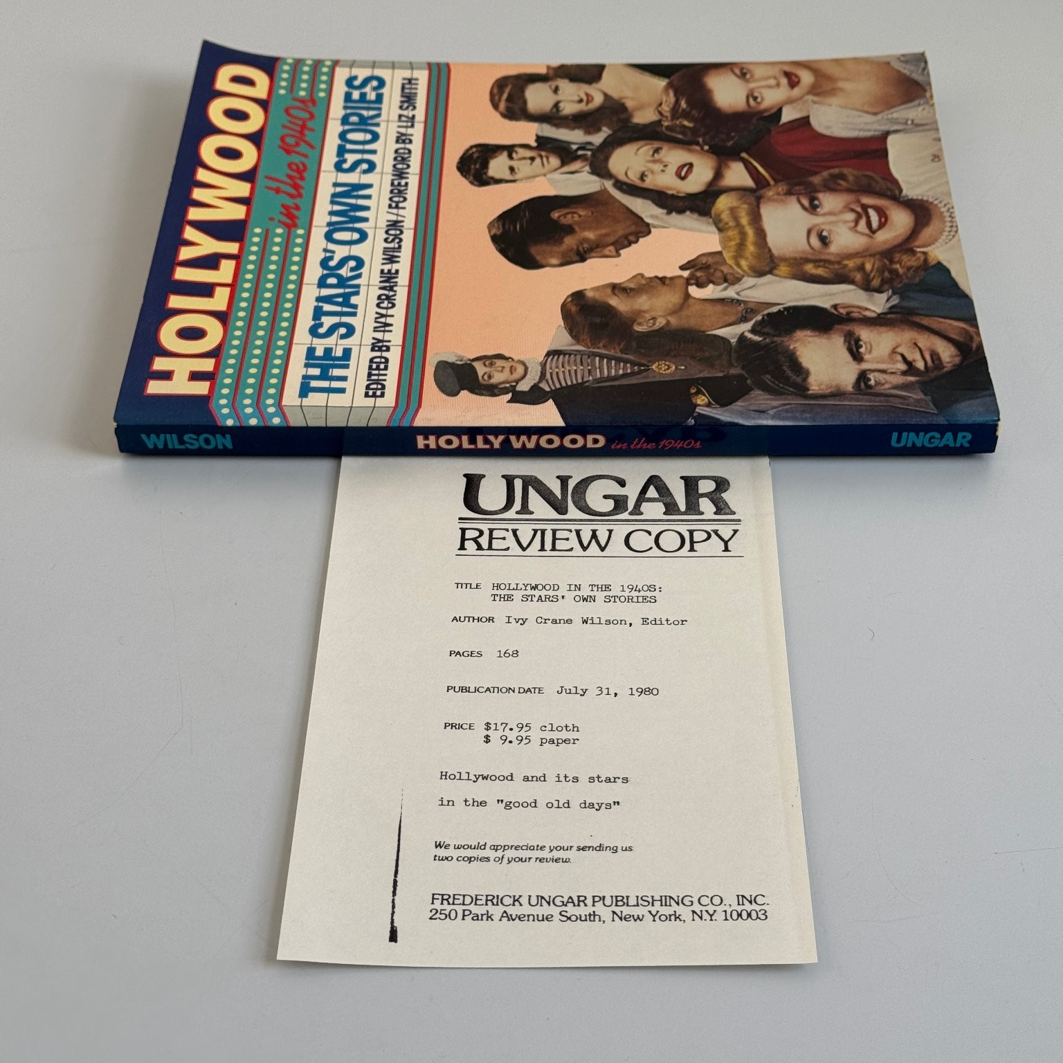 Hollywood in the 1940s Stars‘ Own Stories Wilson 1980 Film History Ungar ARC