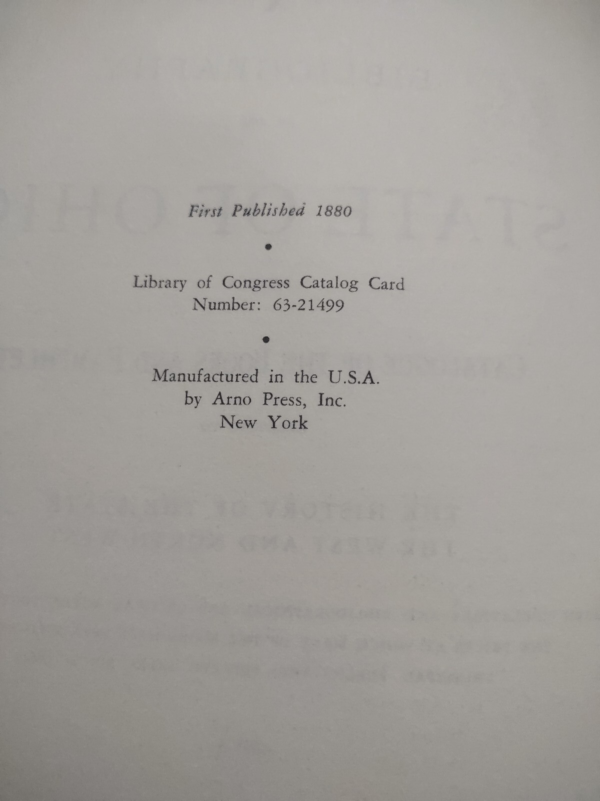 A BIBLIOGRAPHY OF THE STATE OF OHIO BEING A CATALOGUE OF BOOKS AND PAMPHLETS…