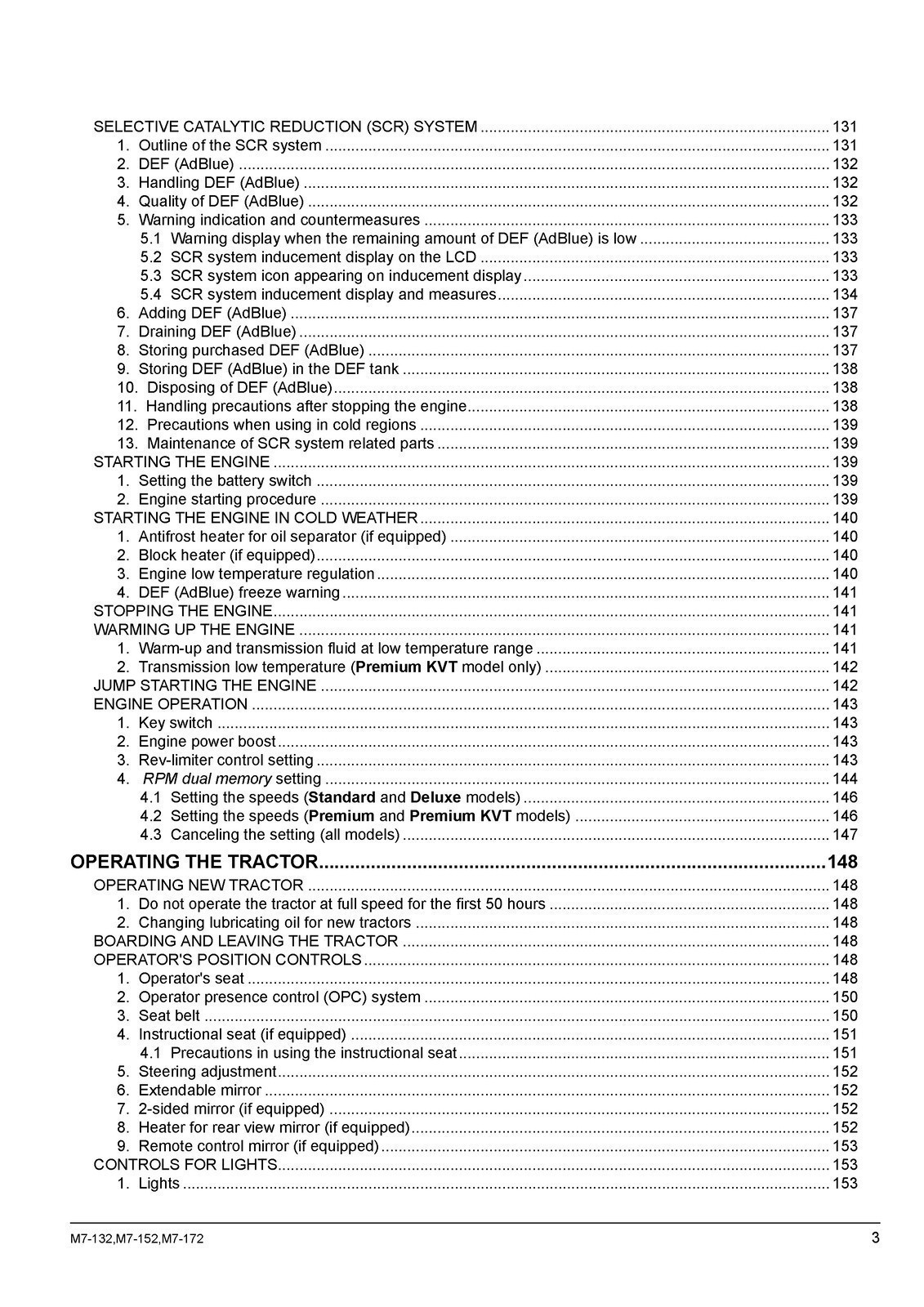 KUBOTA M7132 M7152 M7172 TRACTOR OPERATORS MANUAL – SPIRAL BOUND – TOUGH COVERED