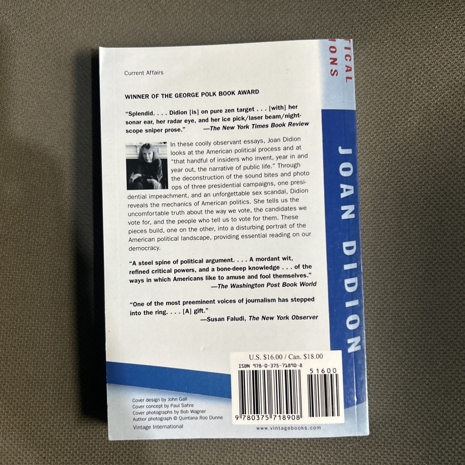 Political Fictions by Joan Didion (2002, Trade Paperback)