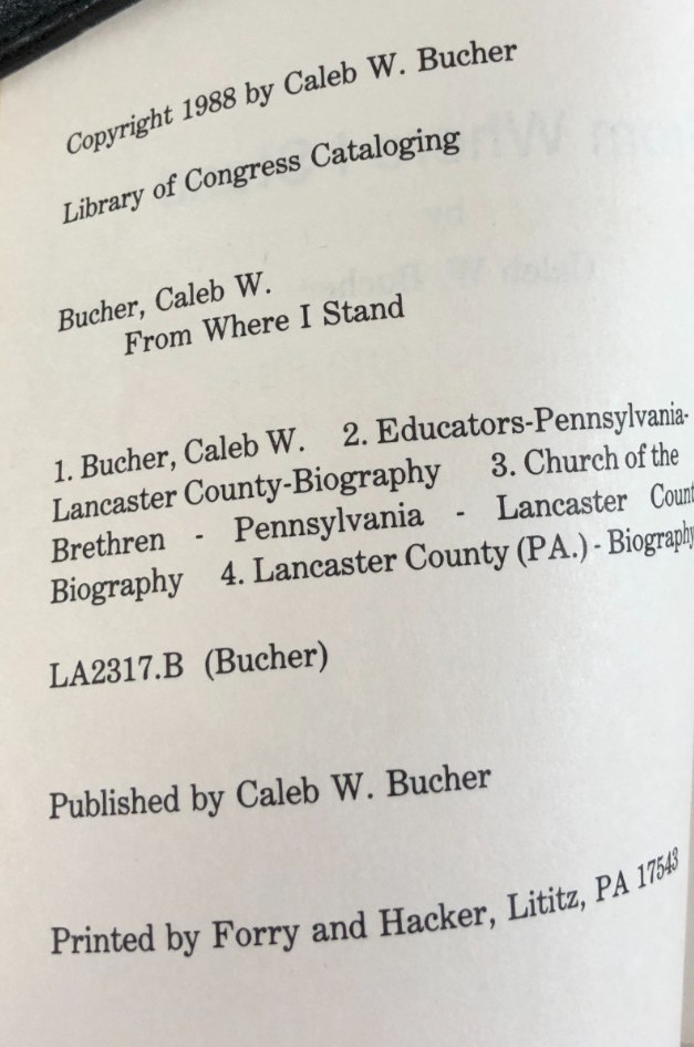 From Where I Stand by Caleb W. Bucher, 1988, E-42