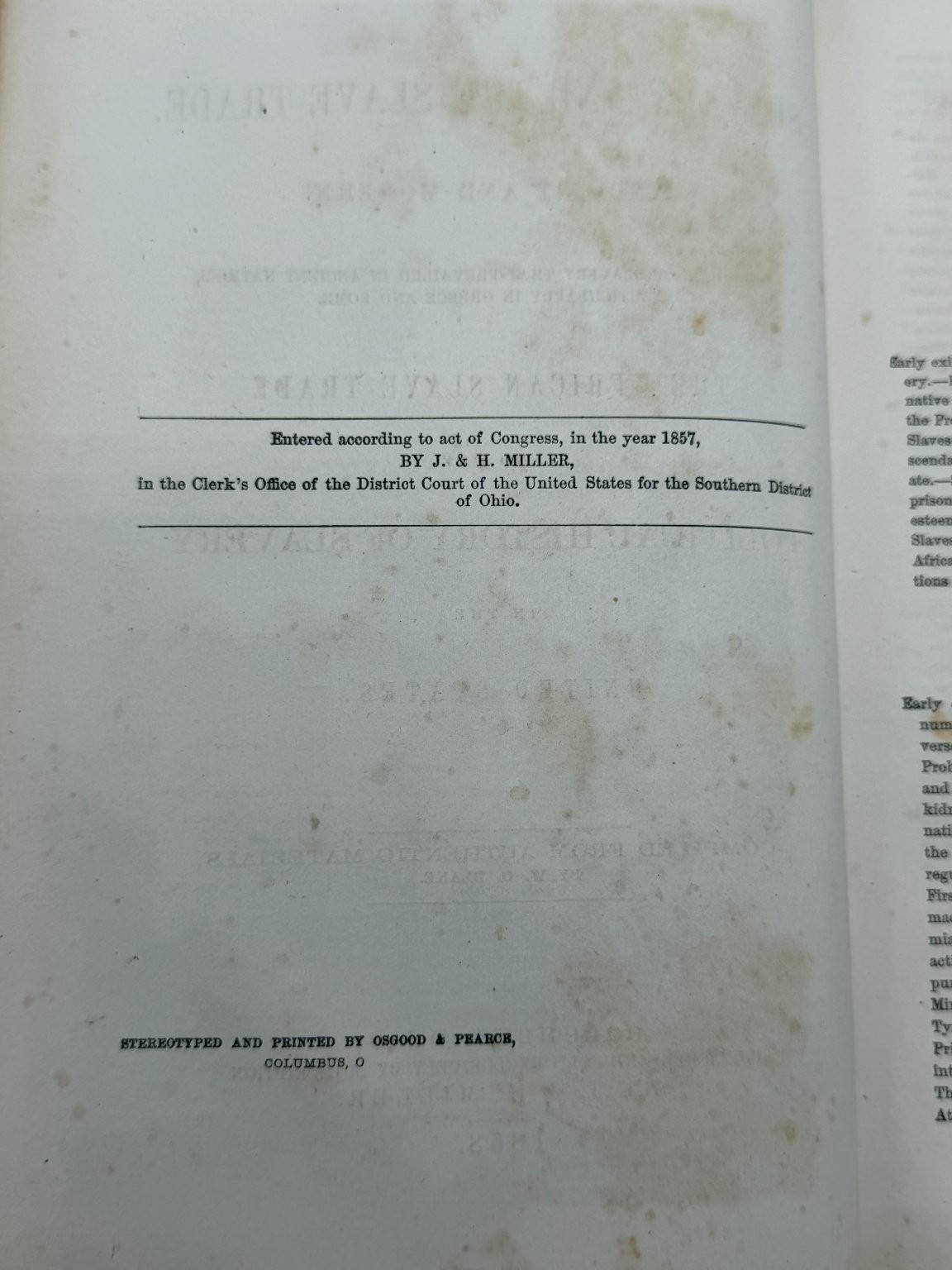 History of Slavery & Slave Trade W.O. Blake 1858 First Edition Americana J. & H