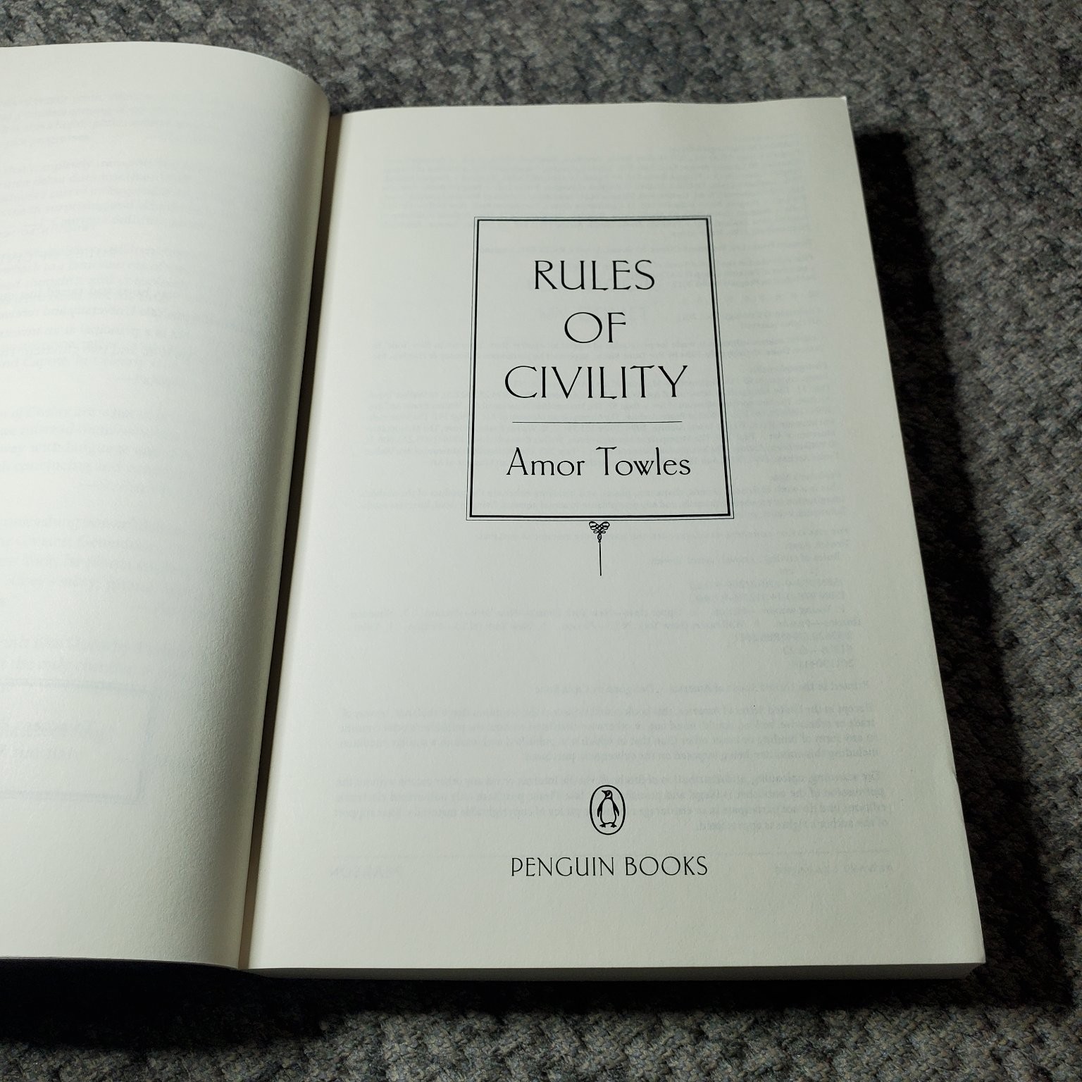 Rules of Civility Amor Towles 2012 Paperback Fiction Penguin Books