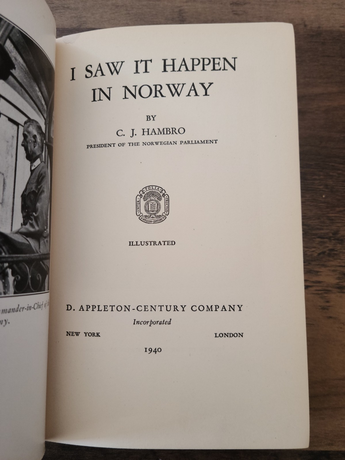 I Saw It Happen In Norway C J Hambro Hardcover Early Edition D Appleton Co. 1940
