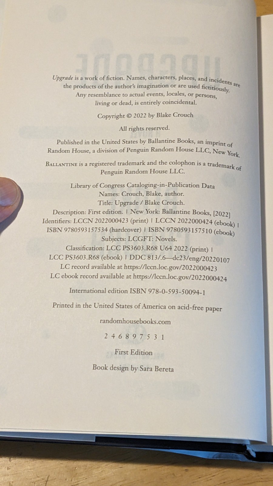 Upgrade : A Novel by Blake Crouch (2022, Hardcover) 1st Edition 1st Printing