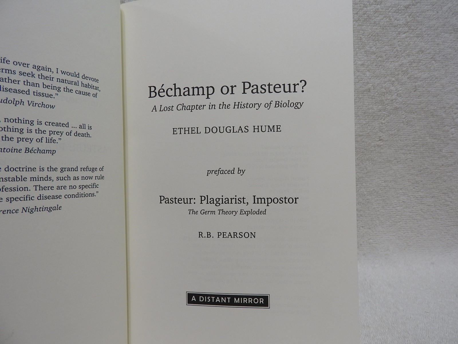 Bechamp or Pasteur? by Ethel D Hume 350 Pages Paperback 2017 Edition 👀*……..