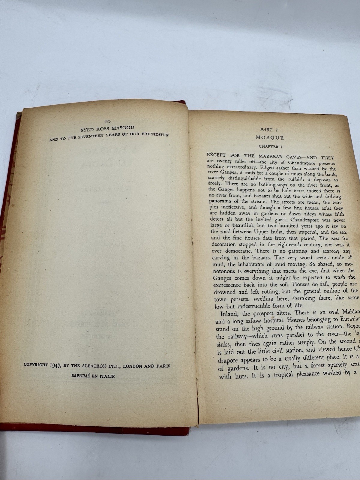 A Passage to India by E. M. Forster Hardcover 1947 Published By THE ALBATROSS