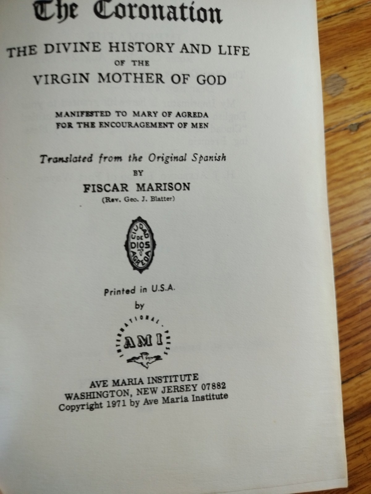 Mystical City of God 4 Vol Set Mary of Agreda Fiscar Marison HC AMI 1971