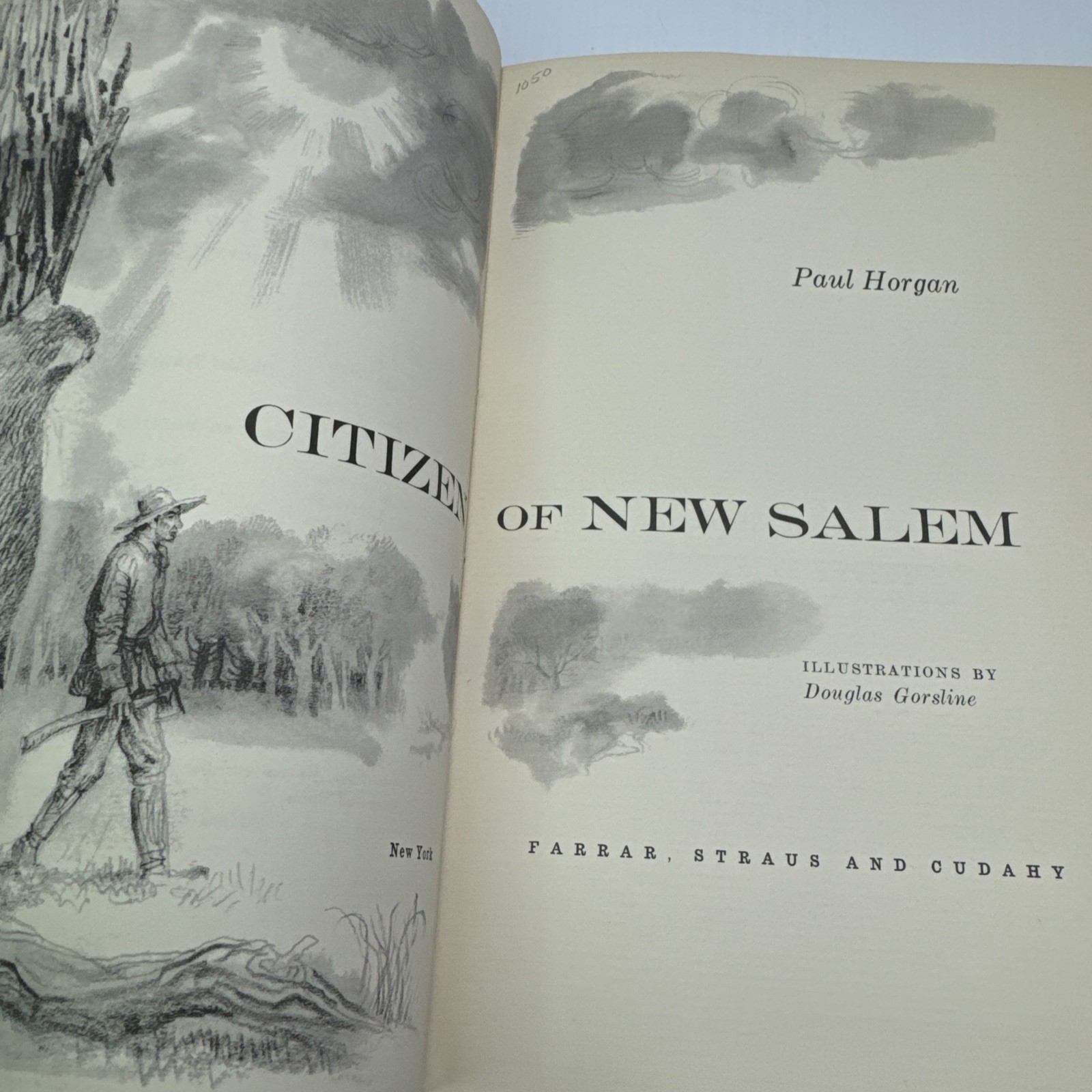Citizen of New Salem Paul Horgan 1961 HC Farrar Straus Illustr Douglas Gorsline